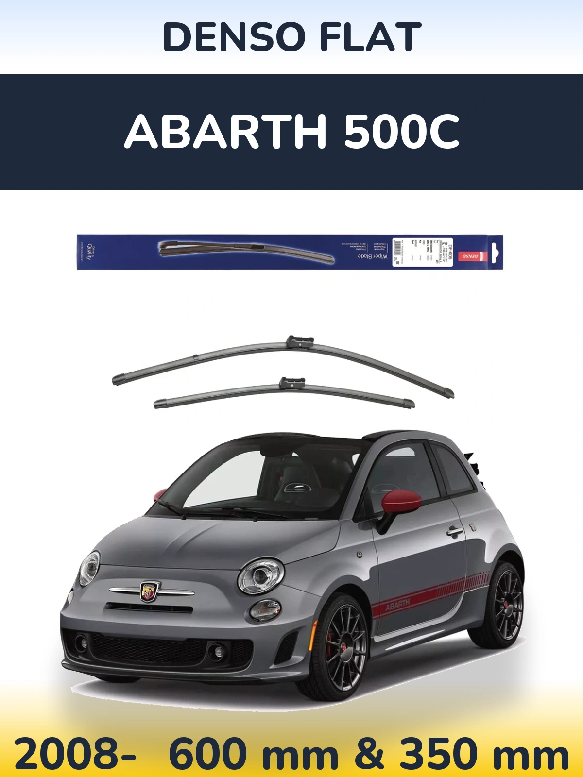 Komplet przednich wycieraczek Denso Flat 600 & 350 mm do Abarth 500C 2008-2026