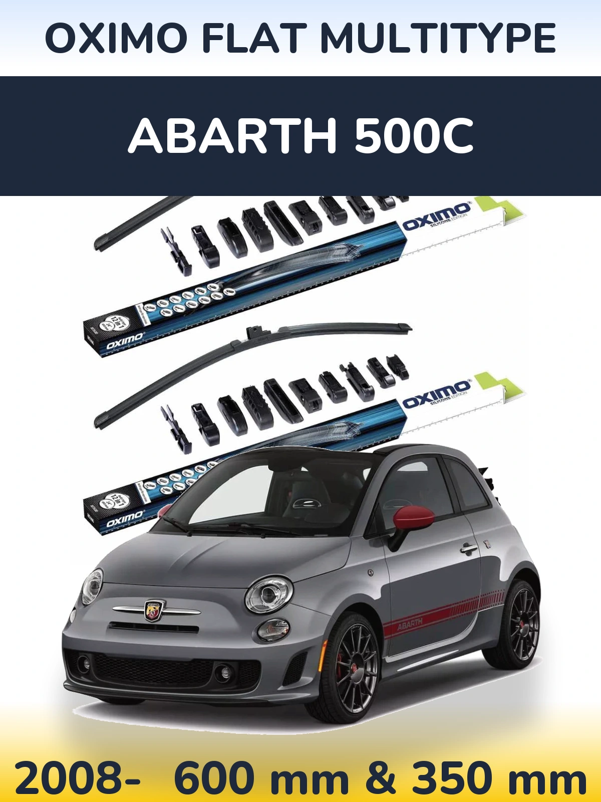 Komplet przednich wycieraczek Oximo Flat MultiType 600 & 350 mm do Abarth 500C 2008-2026