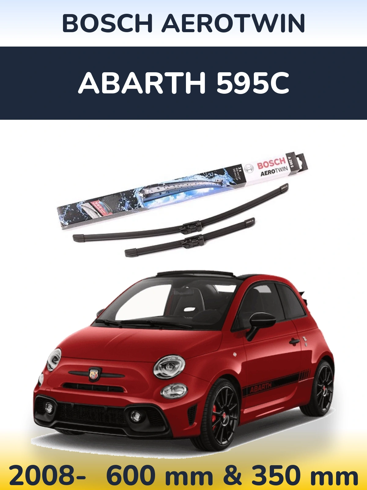 Комплект передних дворников BOSCH AeroTwin 600 & 350 мм для Abarth 595C 2008-2026