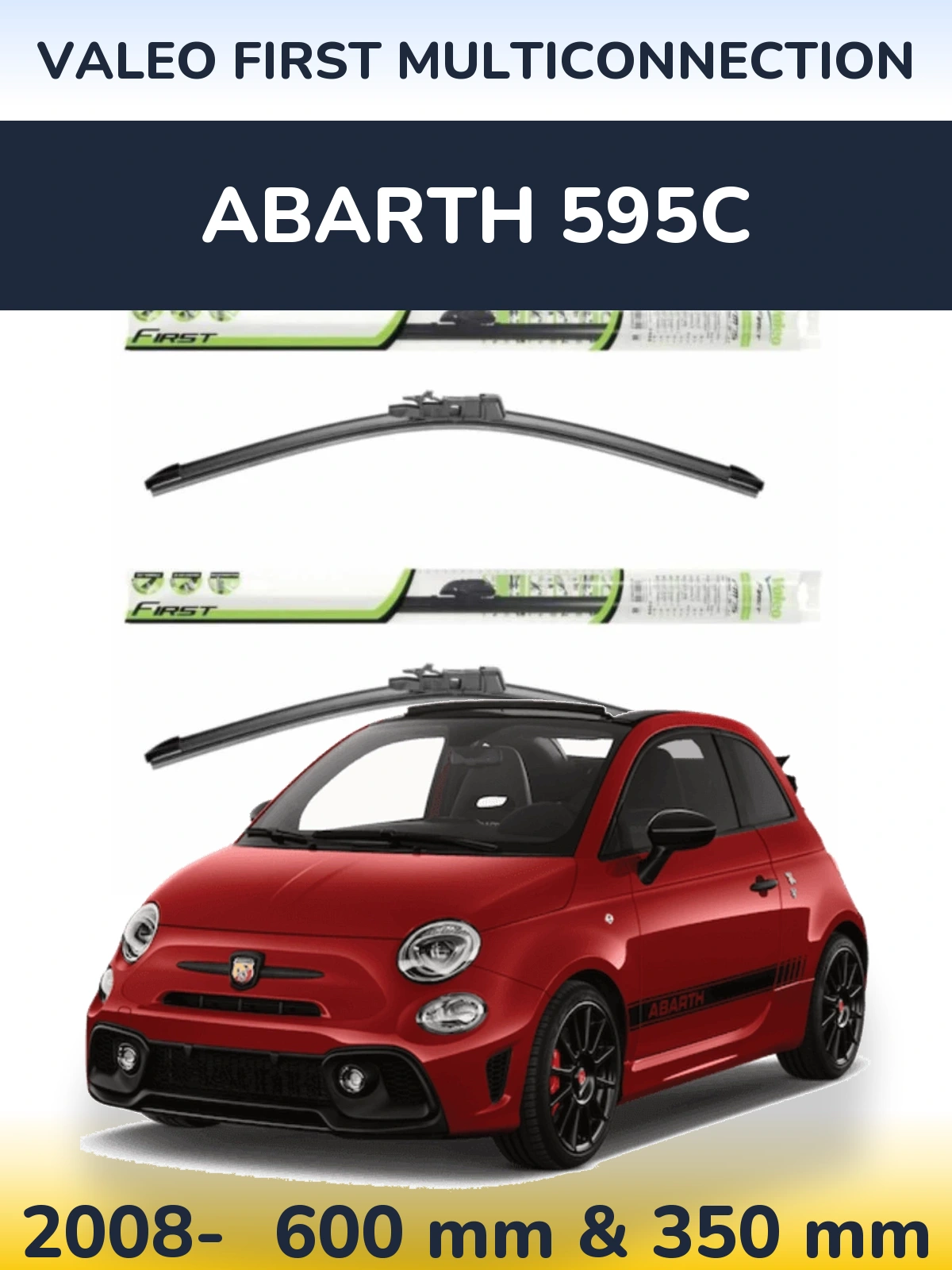 Komplet przednich wycieraczek Valeo First MultiConnection 600 & 350 mm do Abarth 595C 2008-2026