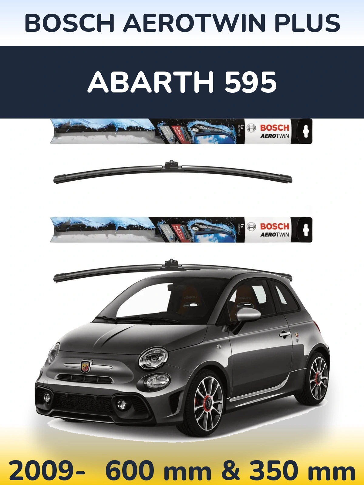 Комплект передніх щіток BOSCH AeroTwin Plus 600 & 350 мм для Abarth 595 2009-2026