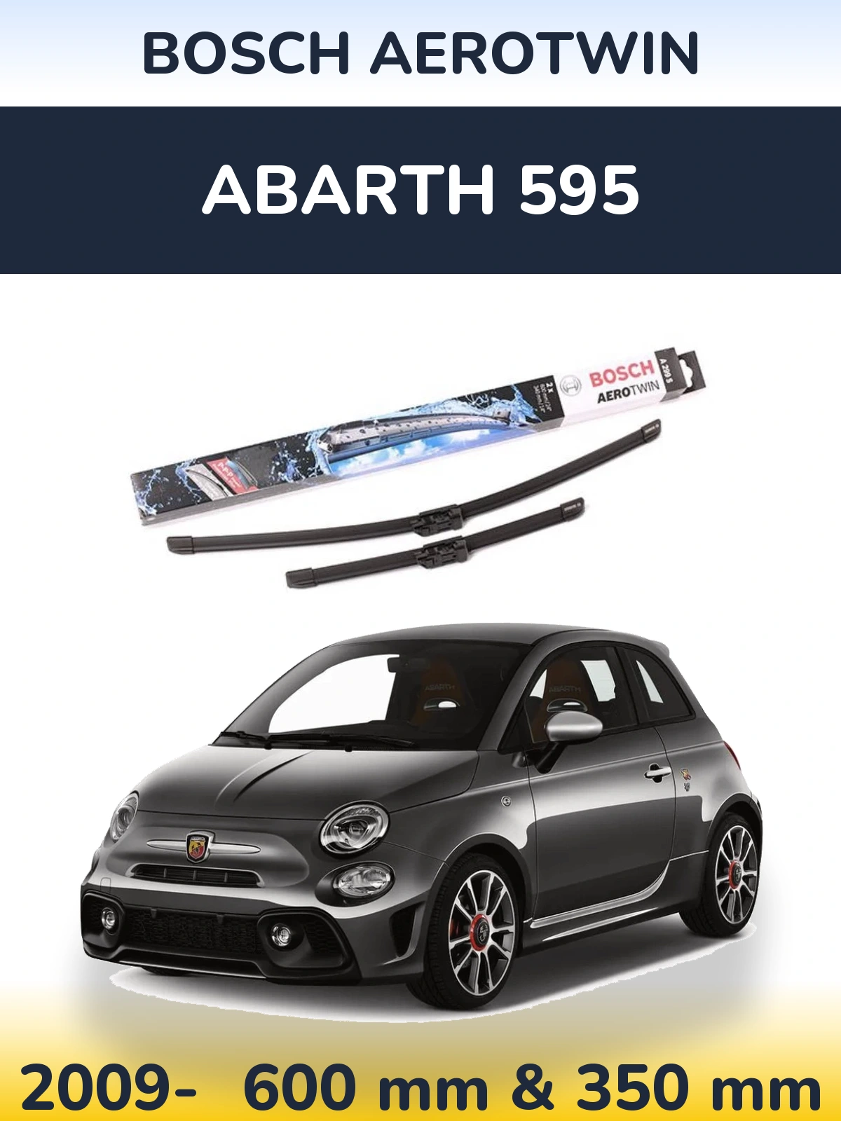 Комплект передних дворников BOSCH AeroTwin 600 & 350 мм для Abarth 595 2009-2026
