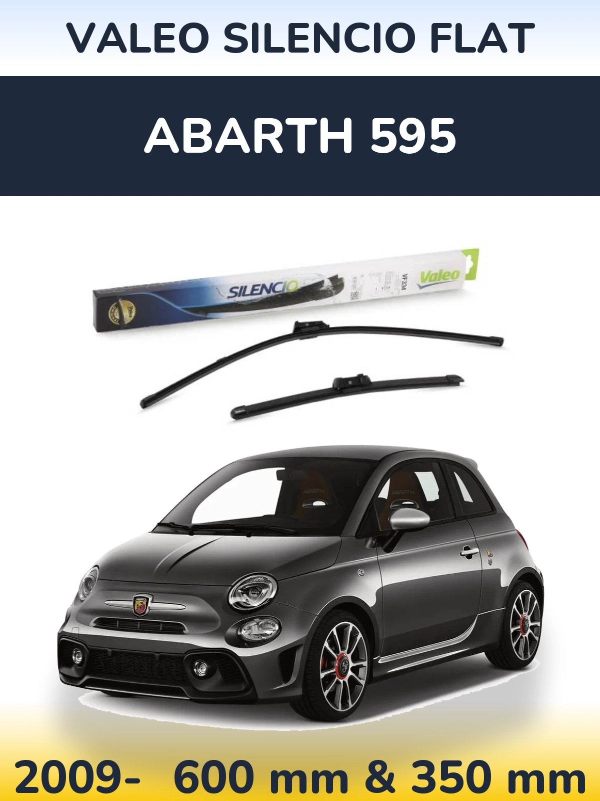 Комплект передніх щіток Valeo Silencio Flat 600 & 350 мм для Abarth 595 2009-2026
