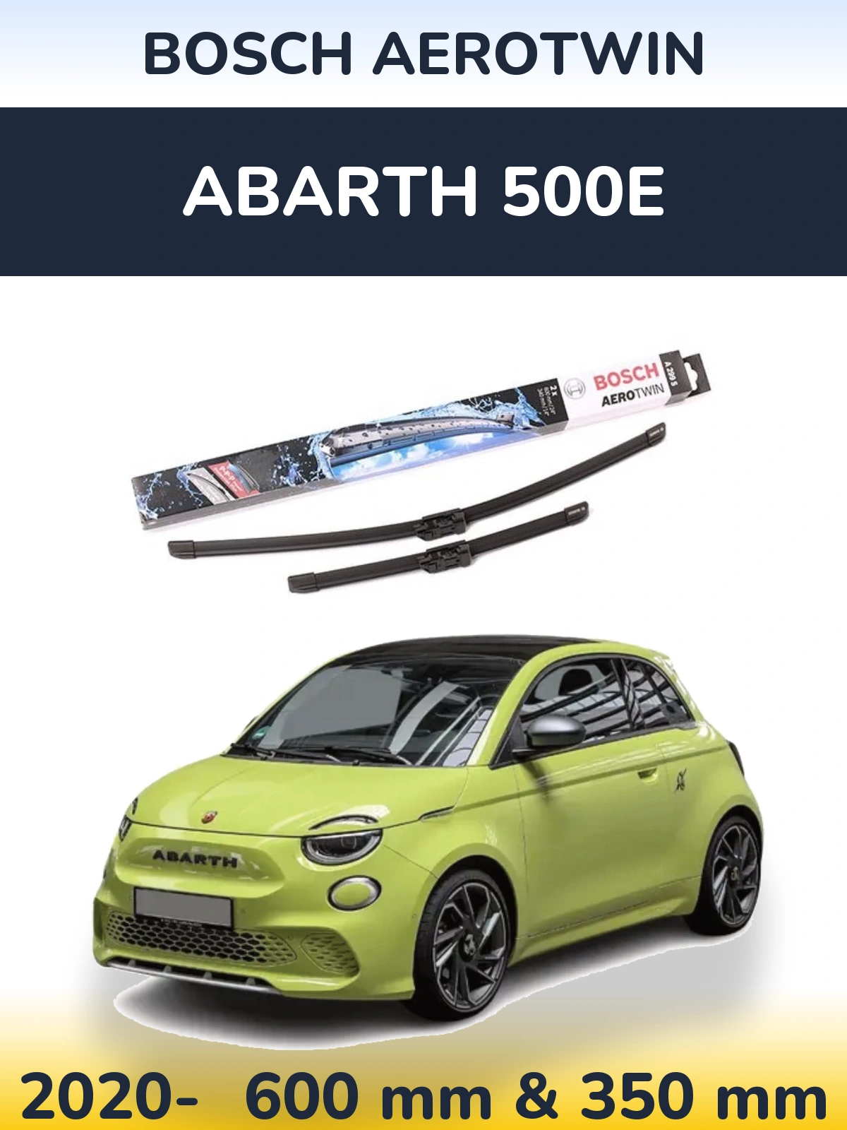 Комплект передніх щіток BOSCH AeroTwin 600 & 350 мм для Abarth 500e 2020-2026