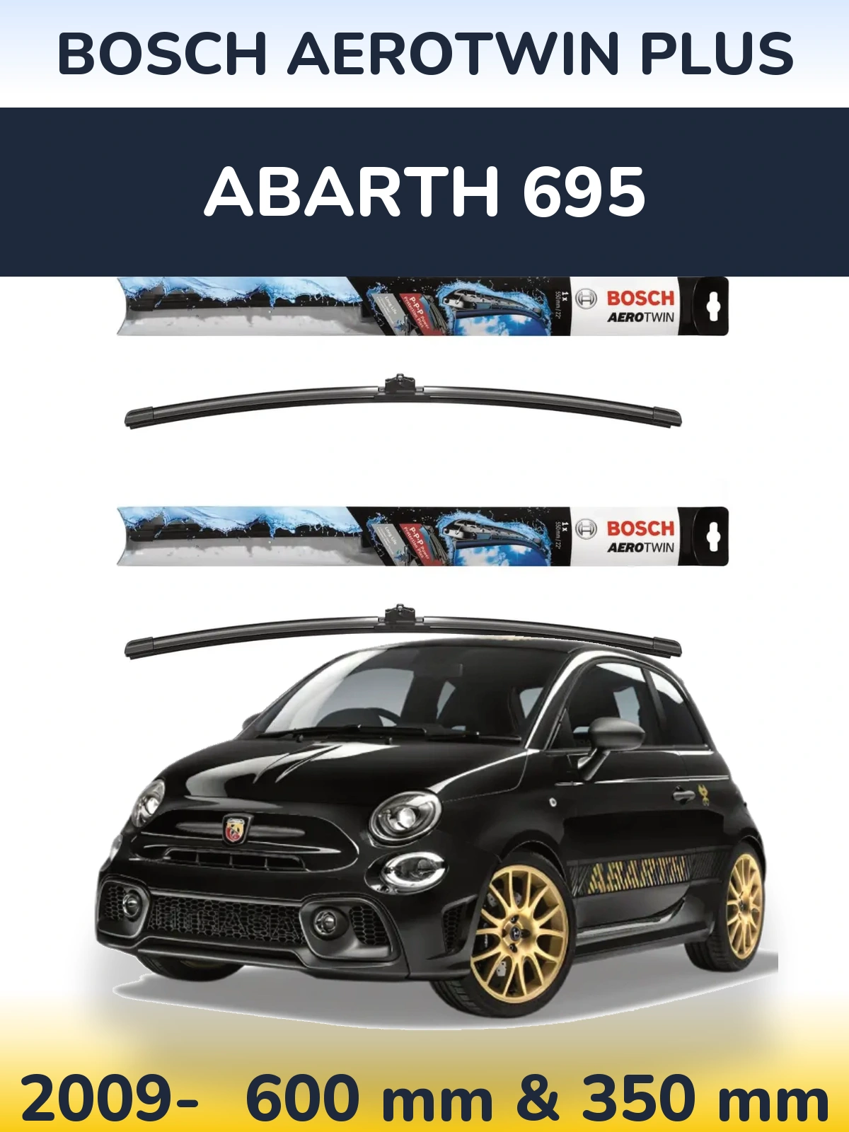 Комплект передніх щіток BOSCH AeroTwin Plus 600 & 350 мм для Abarth 695 2009-2026