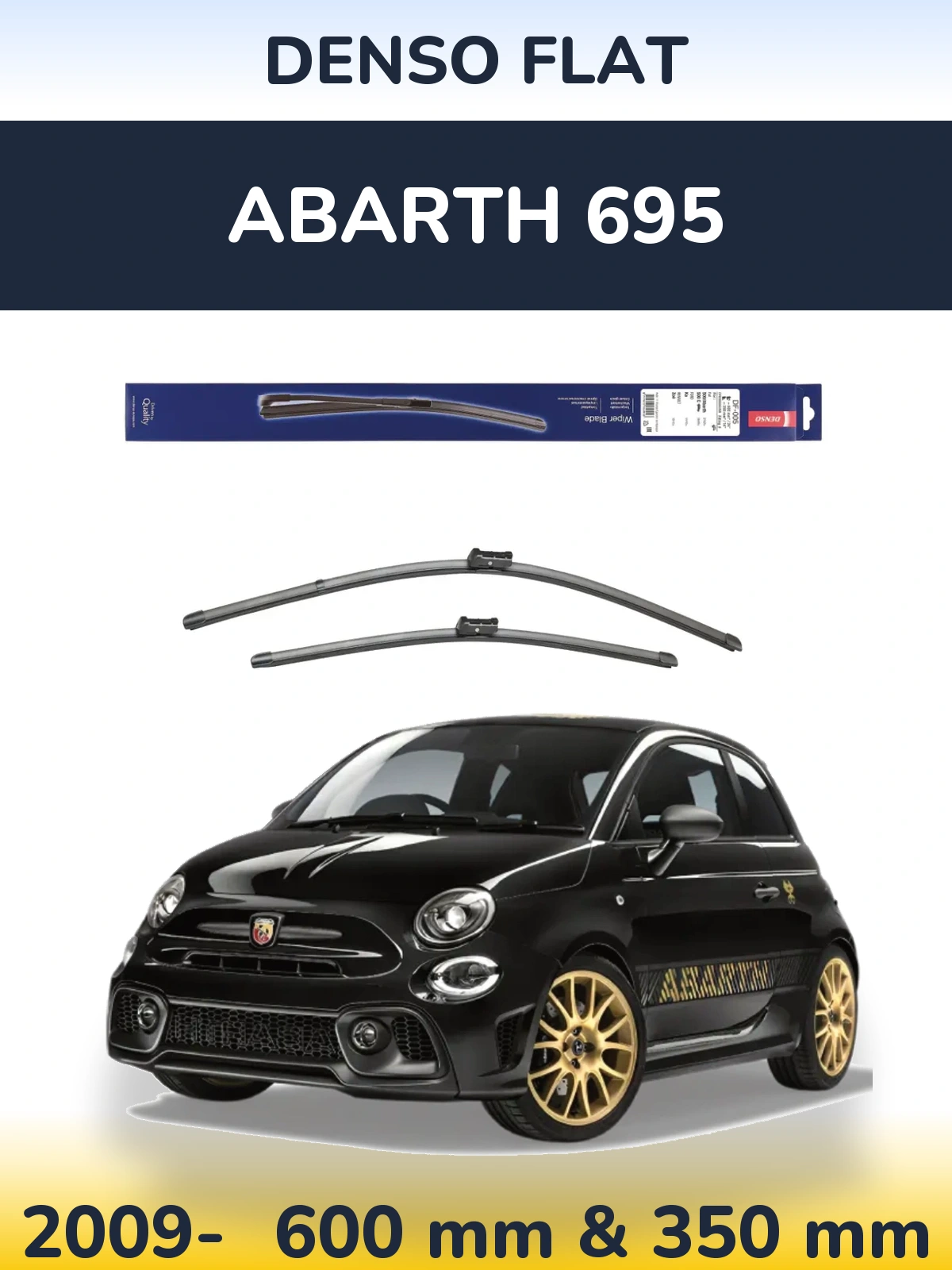 Front wiper blade set Denso Flat 600 & 350 mm for Abarth 695 2009-2026