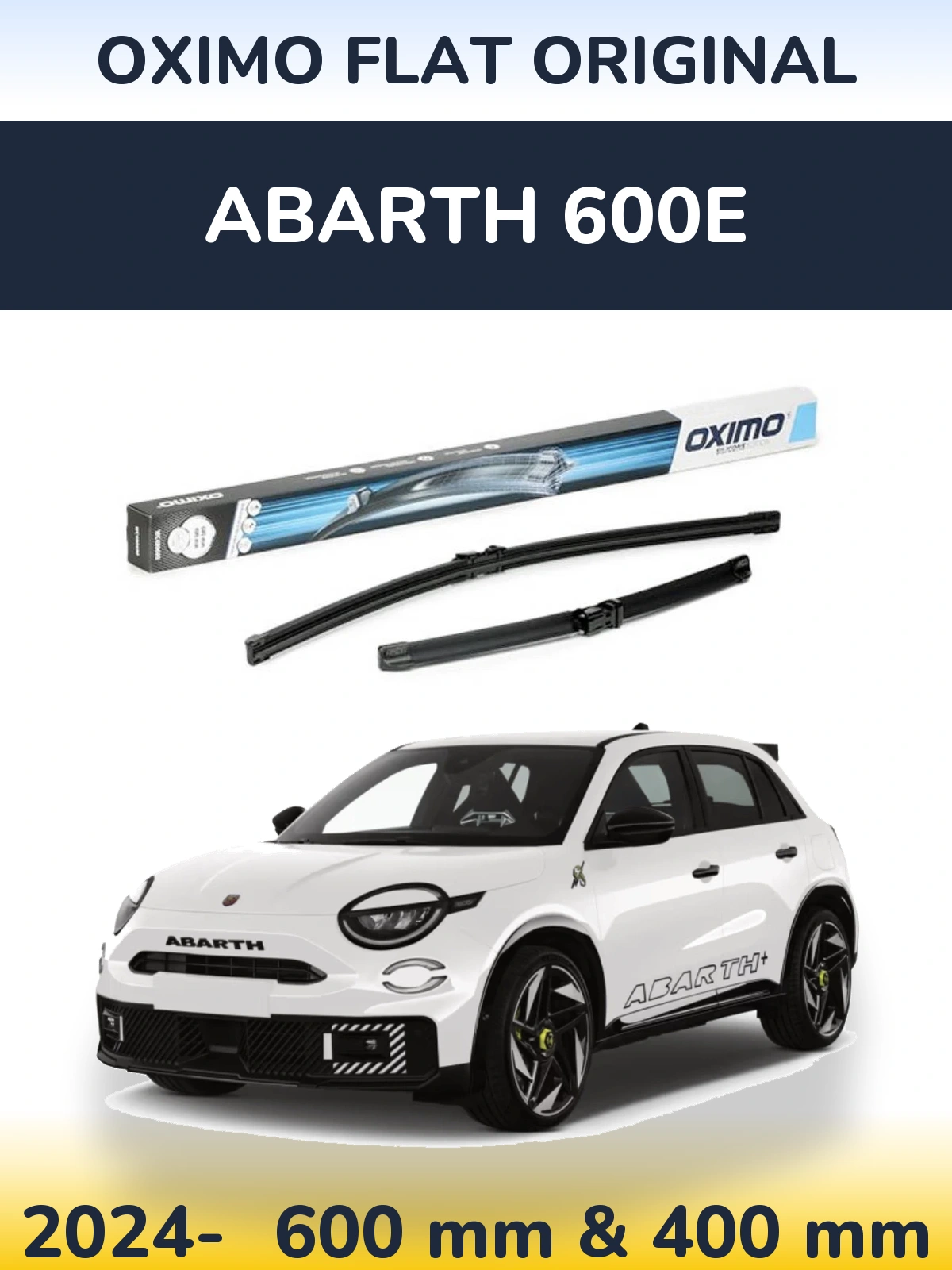 Комплект передних дворников Oximo Flat Original 600 & 400 мм для Abarth 600e 2024-2026
