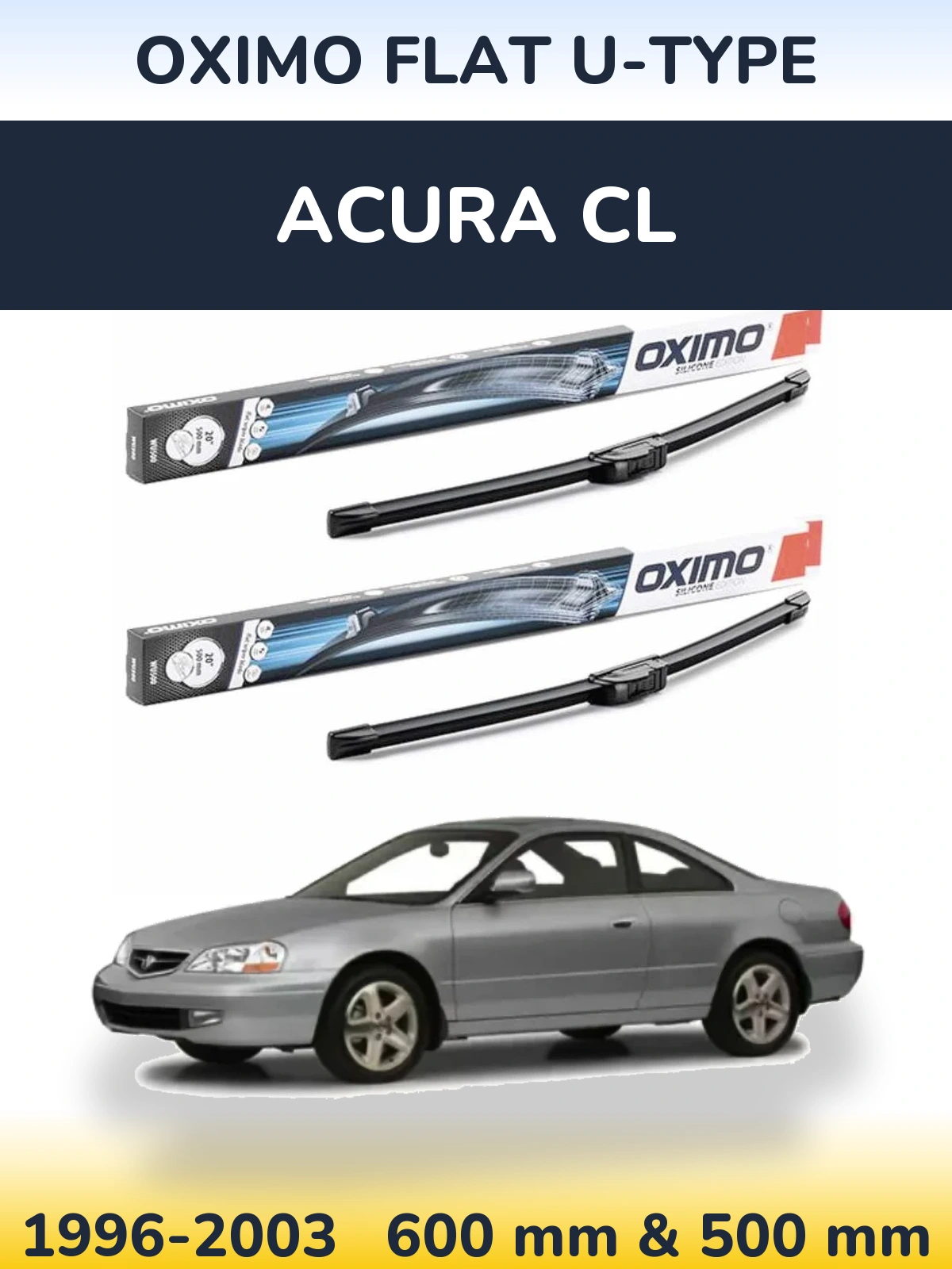 Комплект передніх щіток Oximo Flat U-type 600 & 500 мм для Acura CL 1996-2003