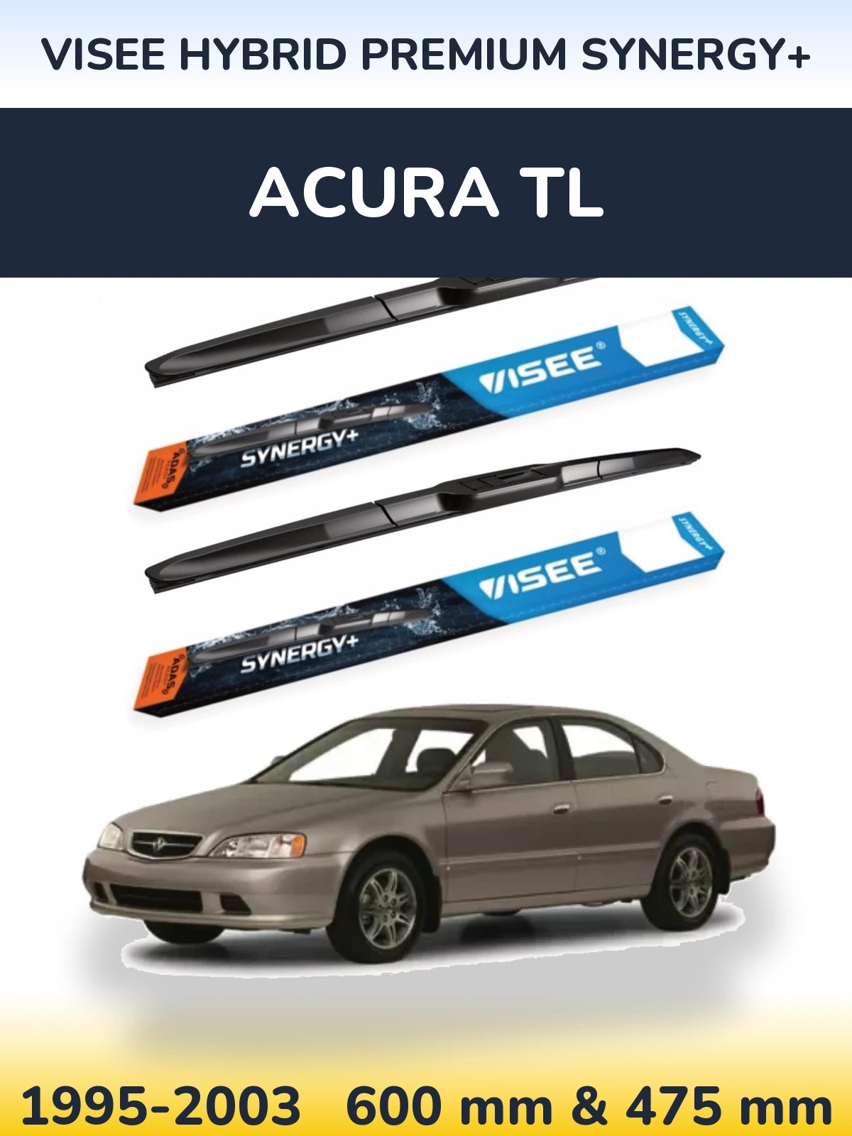 Komplet przednich wycieraczek VISEE HYBRID PREMIUM SYNERGY+ 600 & 475 mm do Acura TL 1995-2003