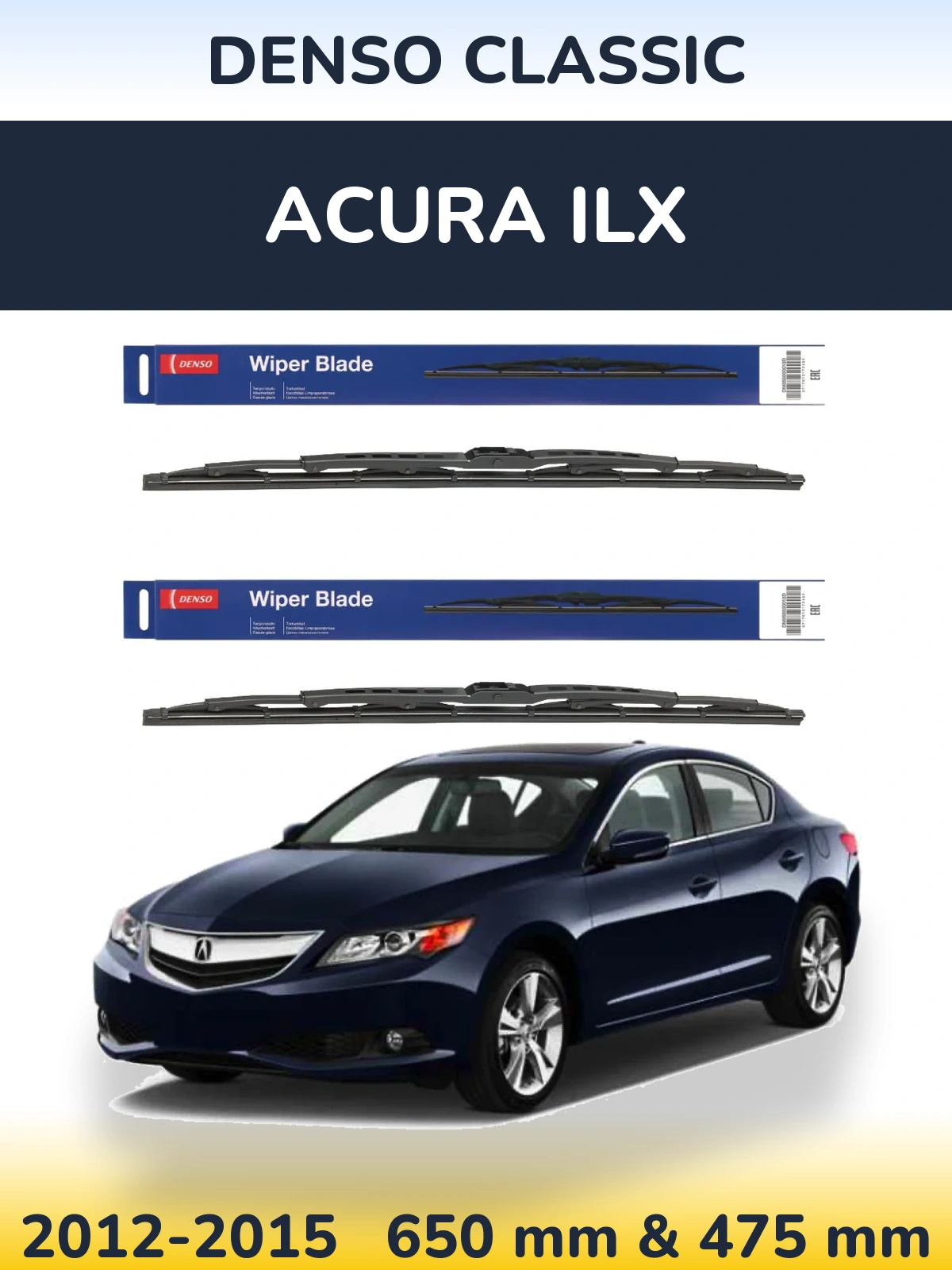 Komplet przednich wycieraczek Denso Classic 650 & 475 mm do Acura ILX 2012-2015