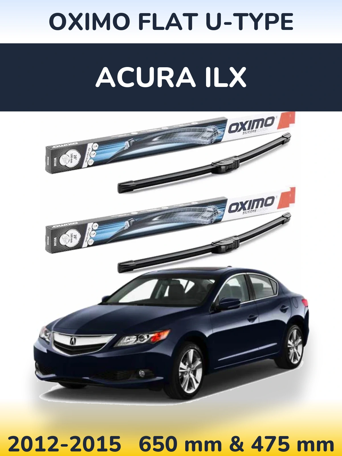 Komplet przednich wycieraczek Oximo Flat U-type 650 & 475 mm do Acura ILX 2012-2015