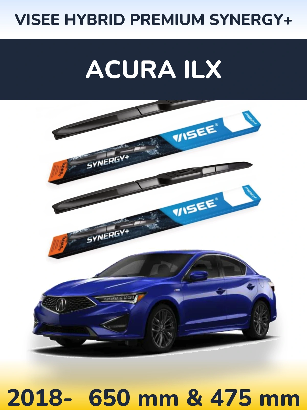 Komplet przednich wycieraczek VISEE HYBRID PREMIUM SYNERGY+ 650 & 475 mm do Acura ILX 2018-2026