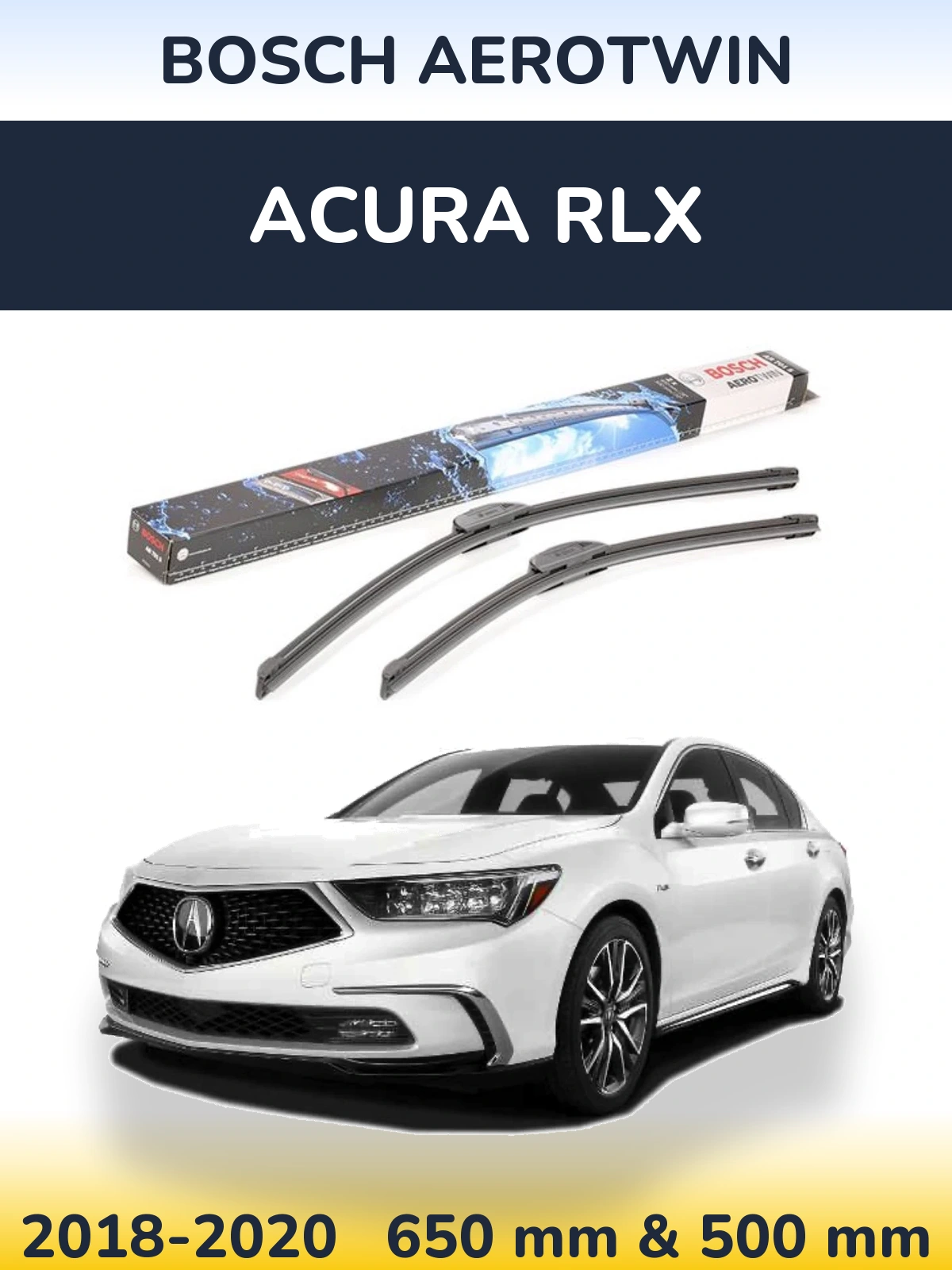 Komplet przednich wycieraczek BOSCH AeroTwin 650 & 500 mm do Acura RLX 2018-2020