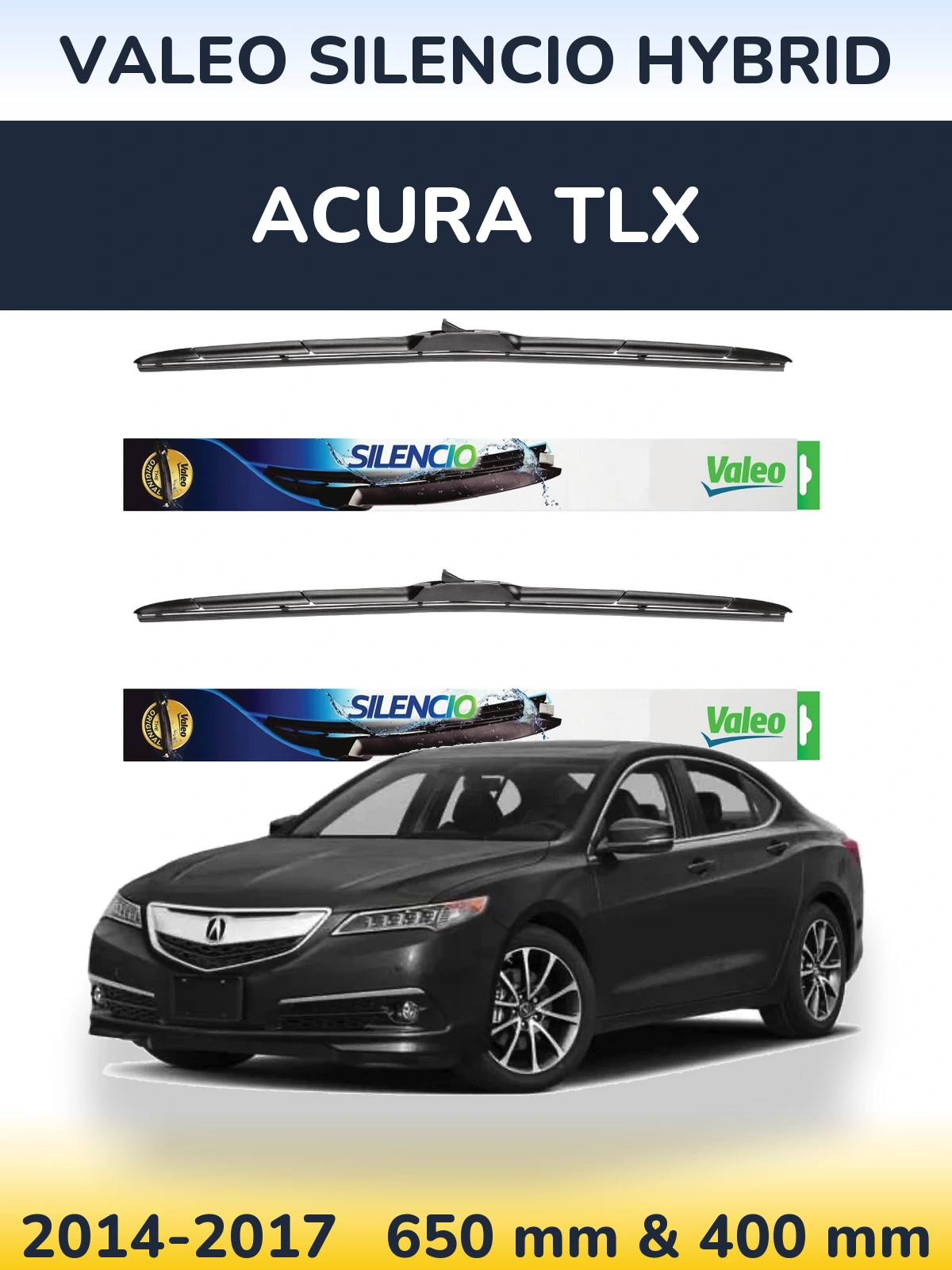 Комплект передніх щіток Valeo Silencio Hybrid 650 & 400 мм для Acura TLX 2014-2017