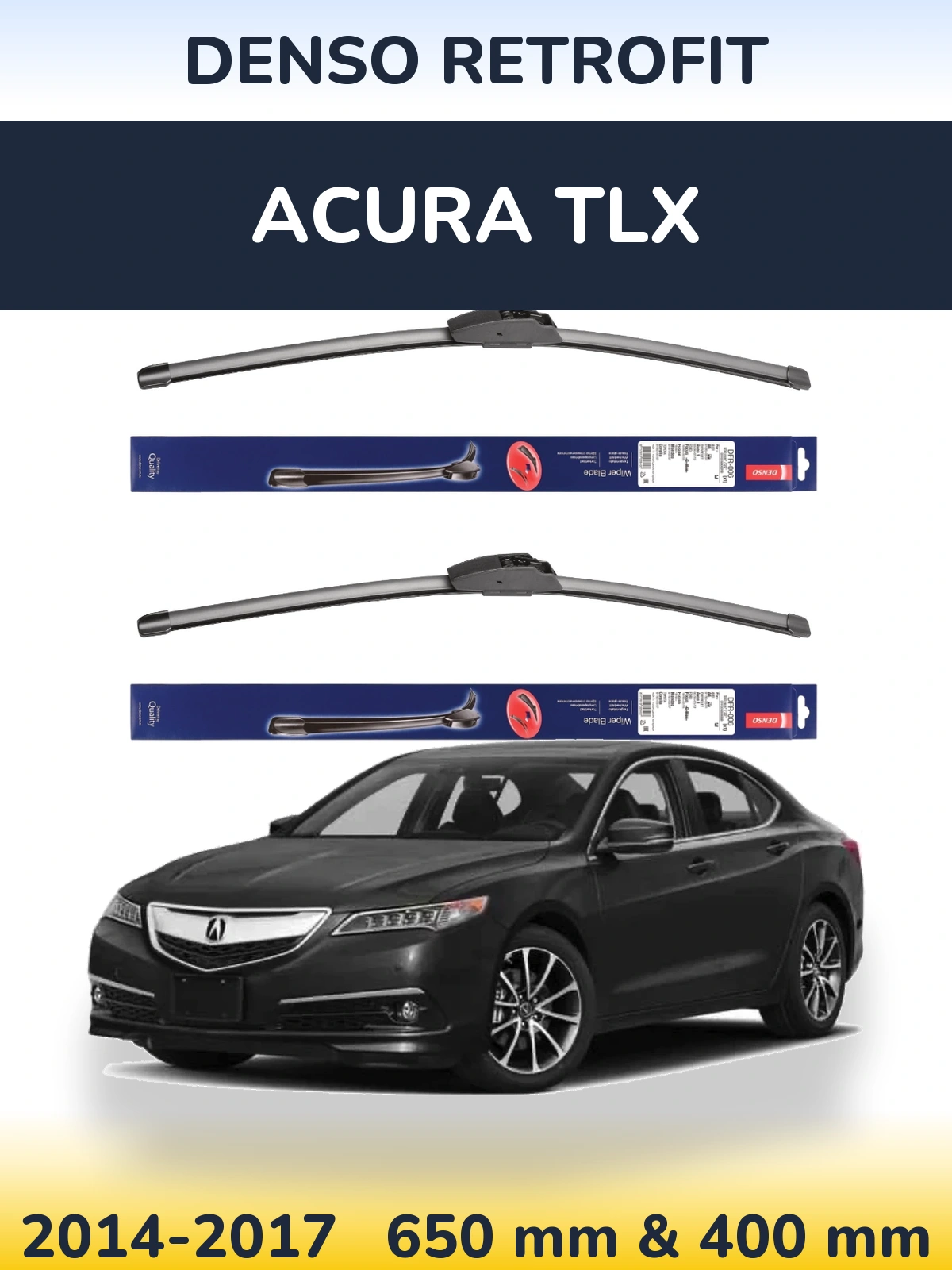 Комплект передніх щіток Denso Retrofit 650 & 400 мм для Acura TLX 2014-2017