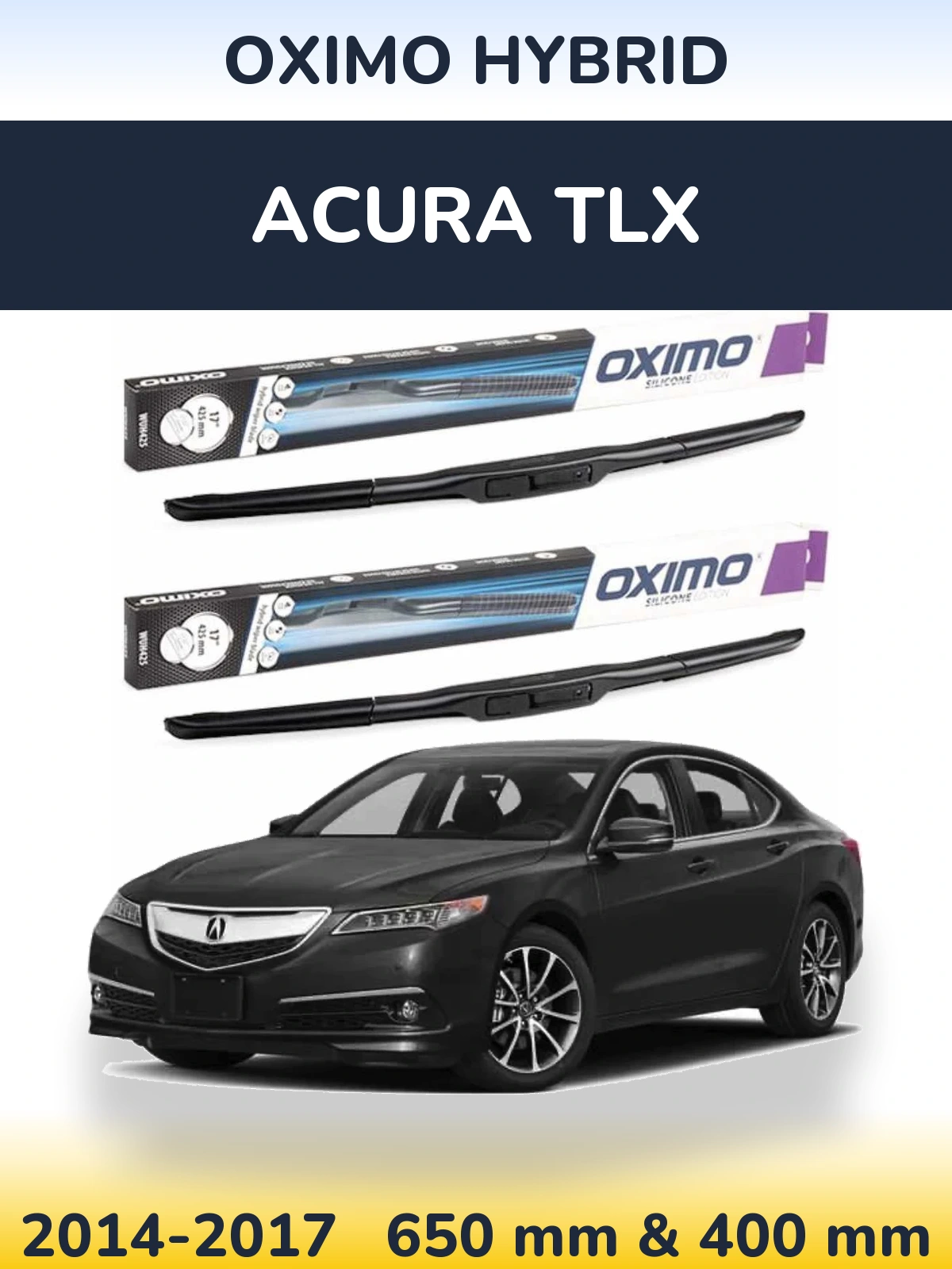 Комплект передних дворников Oximo Hybrid 650 & 400 мм для Acura TLX 2014-2017