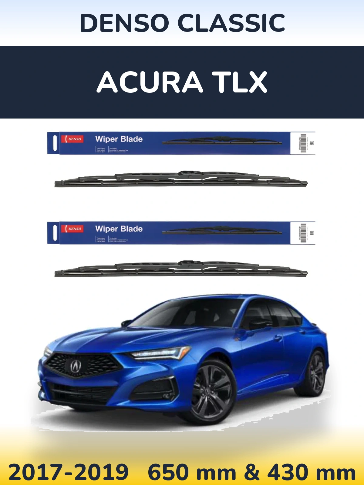 Комплект передних дворников Denso Classic 650 & 430 мм для Acura TLX 2017-2019