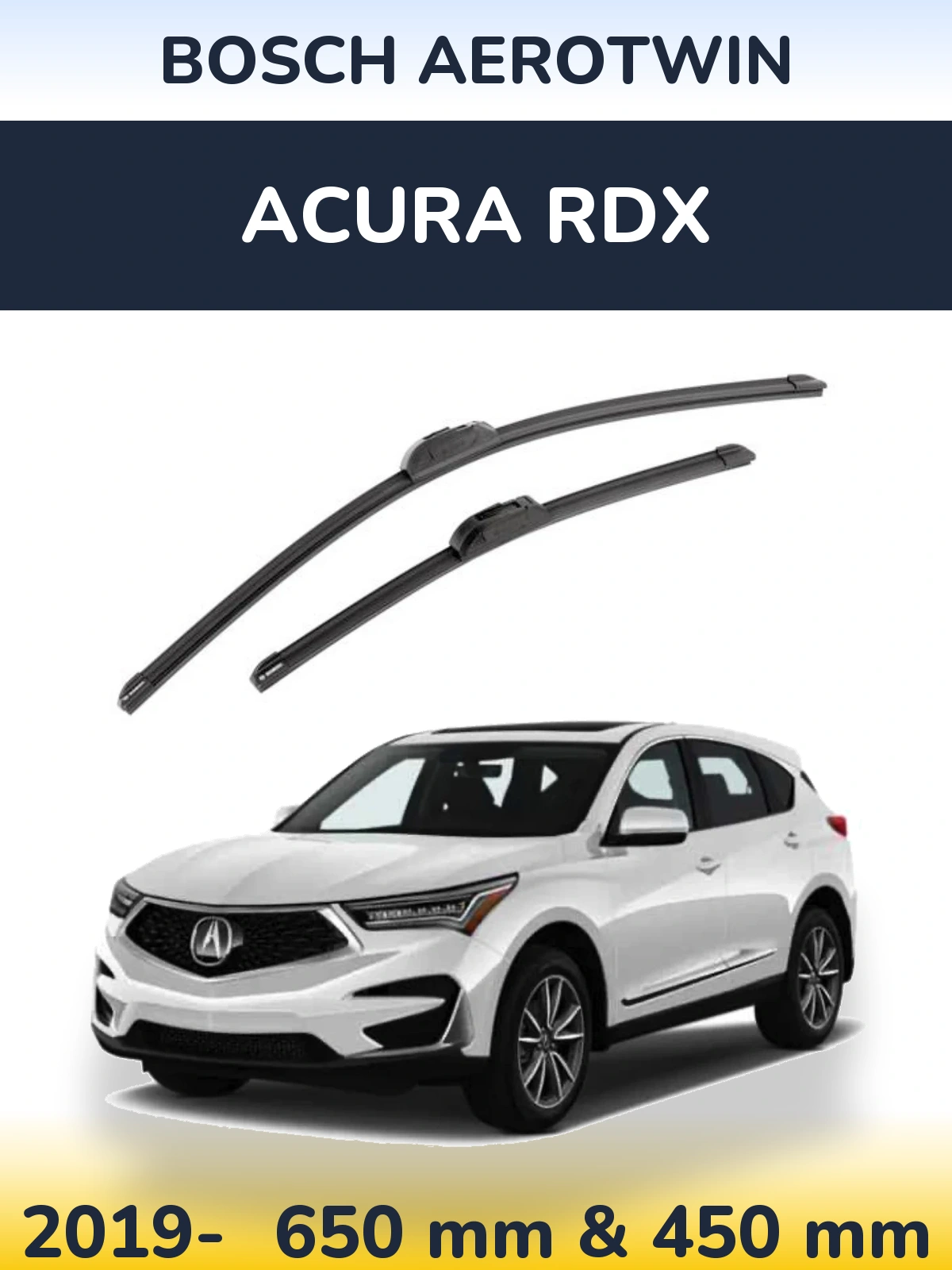 Front wiper blade set BOSCH AeroTwin 650 & 450 mm for Acura RDX 2019-2026