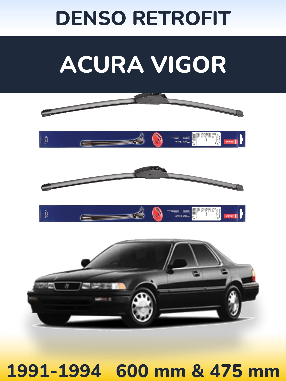 Komplet przednich wycieraczek Denso Retrofit 600 & 475 mm do Acura Vigor 1991-1994