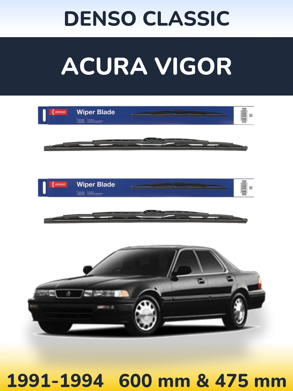 Комплект передніх щіток Denso Classic 600 & 475 мм для Acura Vigor 1991-1994