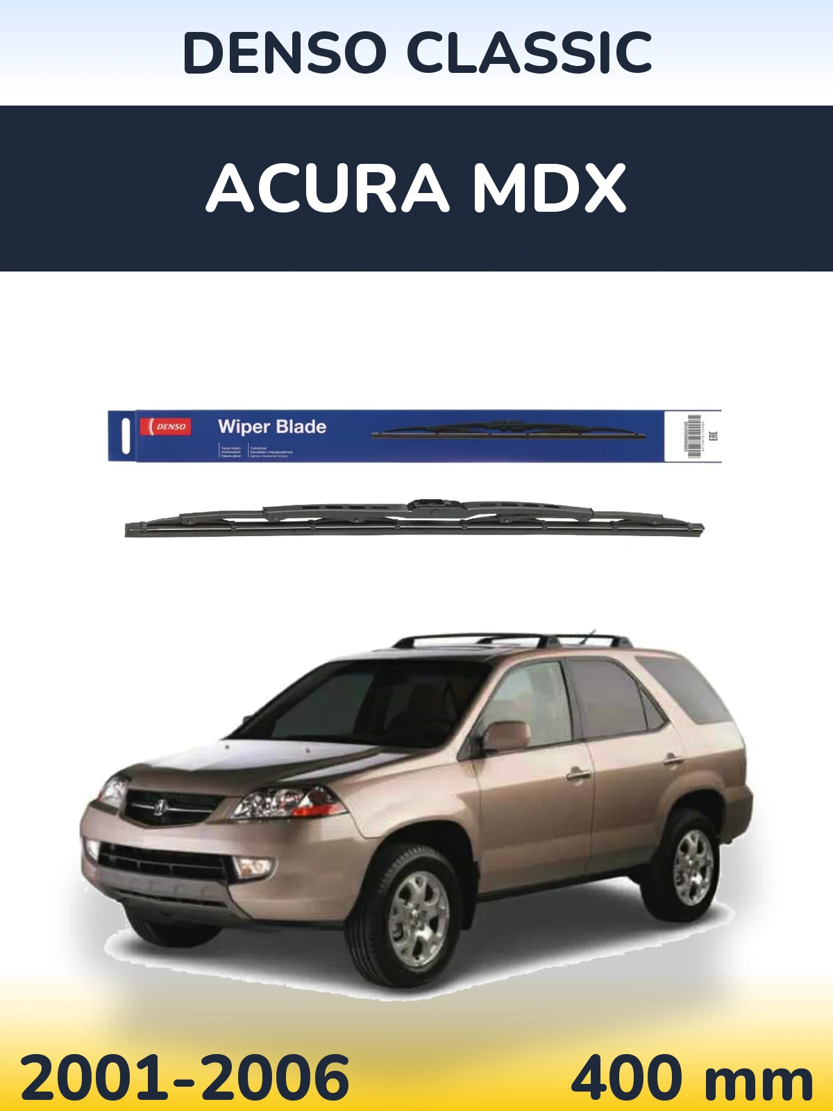 Rear wiper blade Denso Classic 400 mm for Acura MDX 2001-2006