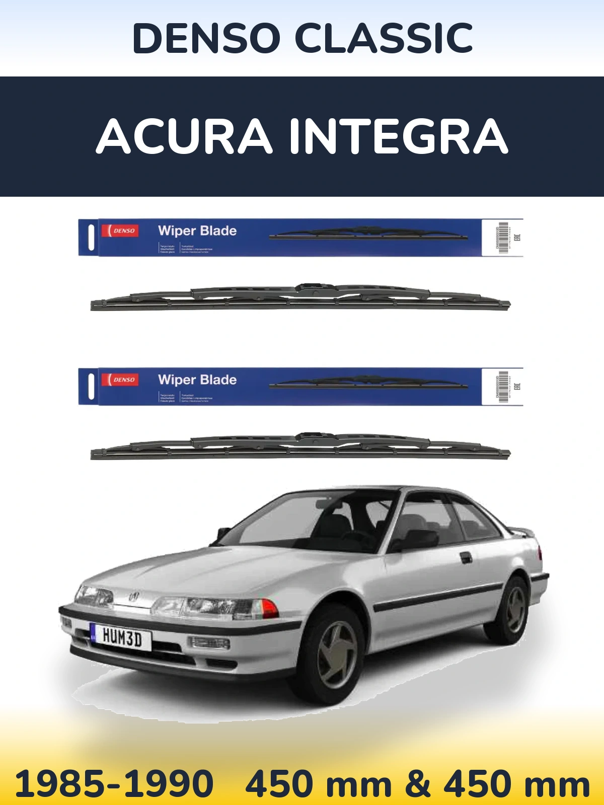 Komplet przednich wycieraczek Denso Classic 450 & 450 mm do Acura Integra 1985-1990