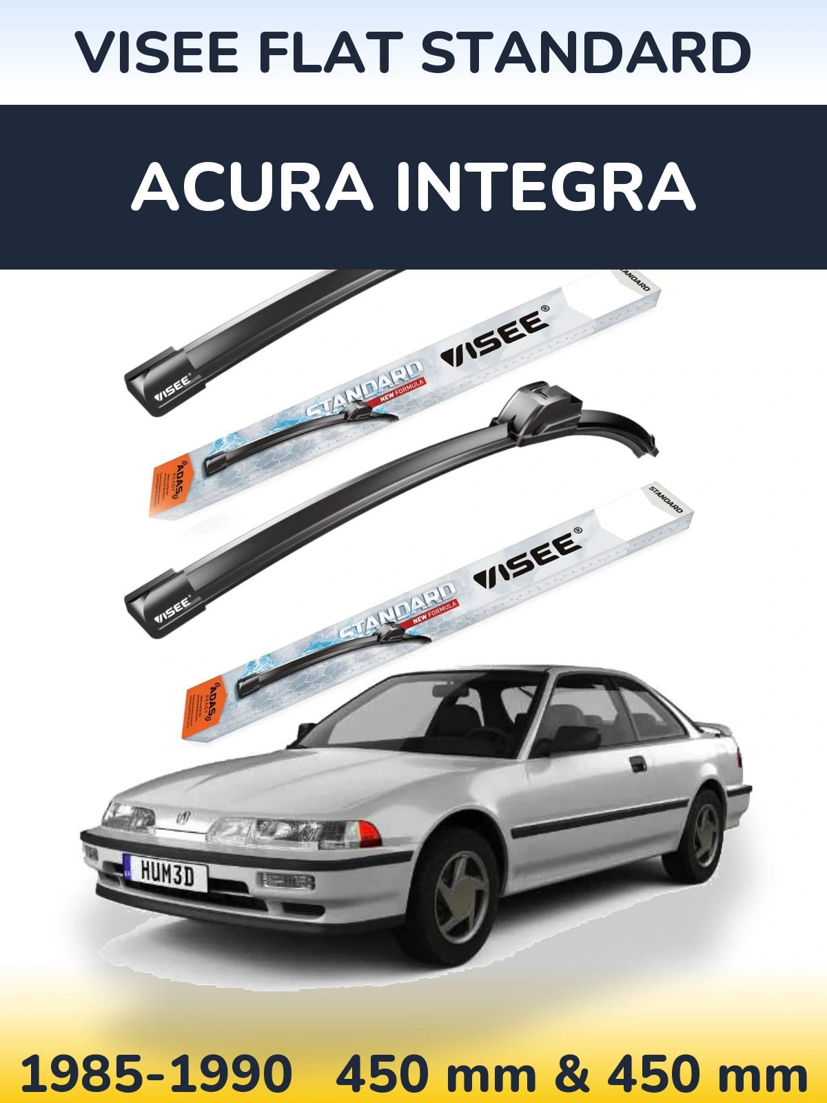 Комплект передних дворников VISEE FLAT STANDARD 450 & 450 мм для Acura Integra 1985-1990