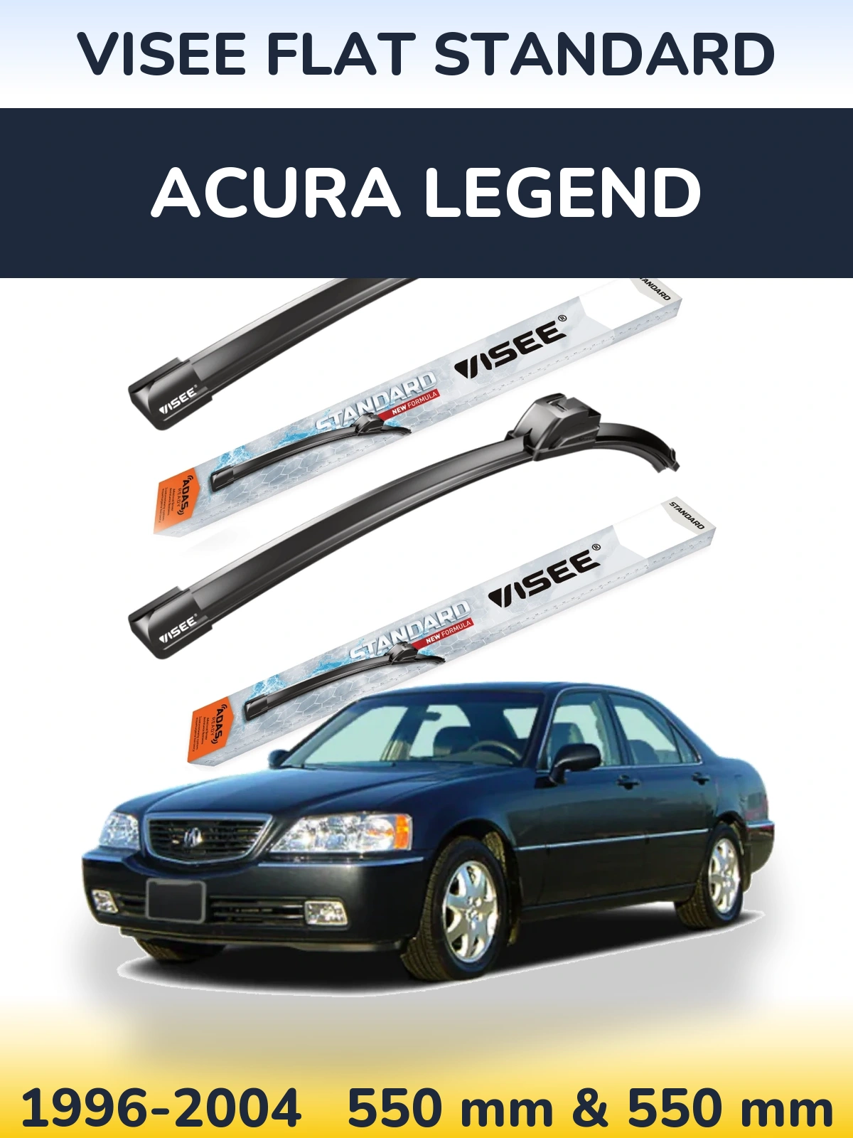 Комплект передних дворников VISEE FLAT STANDARD 550 & 550 мм для Acura Legend 1996-2004
