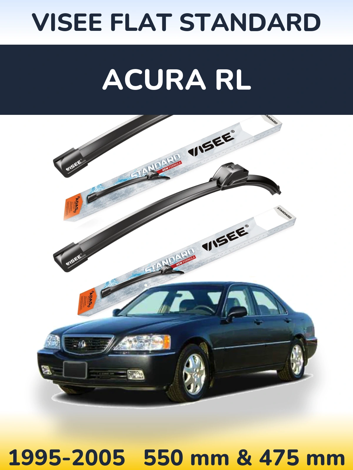 Комплект передніх щіток VISEE FLAT STANDARD 550 & 475 мм для Acura RL 1995-2005
