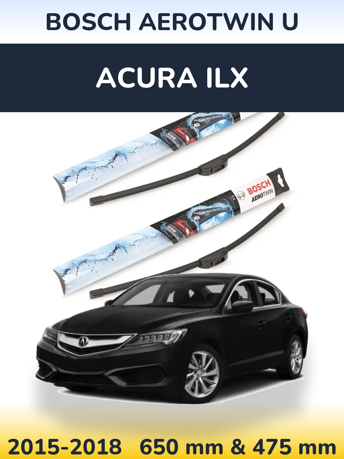 Komplet przednich wycieraczek BOSCH AeroTwin U 650 & 475 mm do Acura ILX 2015-2018