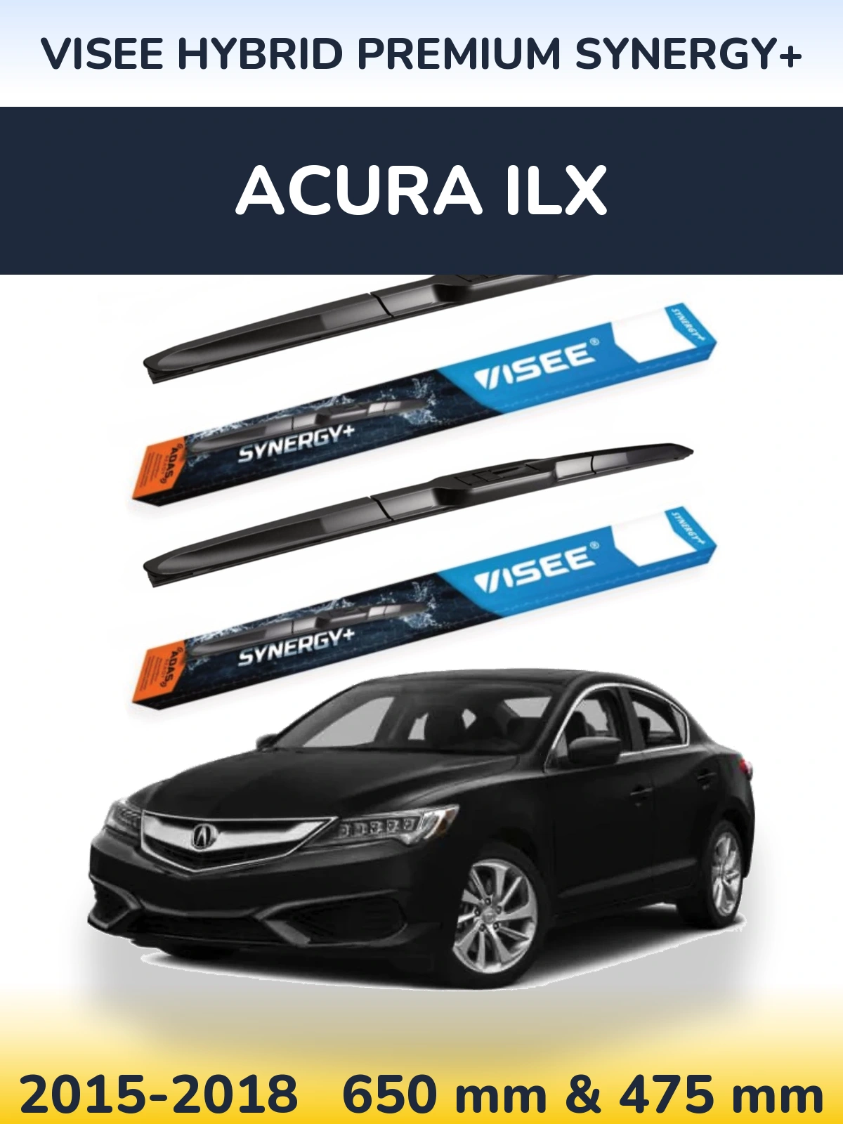 Комплект передних дворников VISEE HYBRID PREMIUM SYNERGY+ 650 & 475 мм для Acura ILX 2015-2018