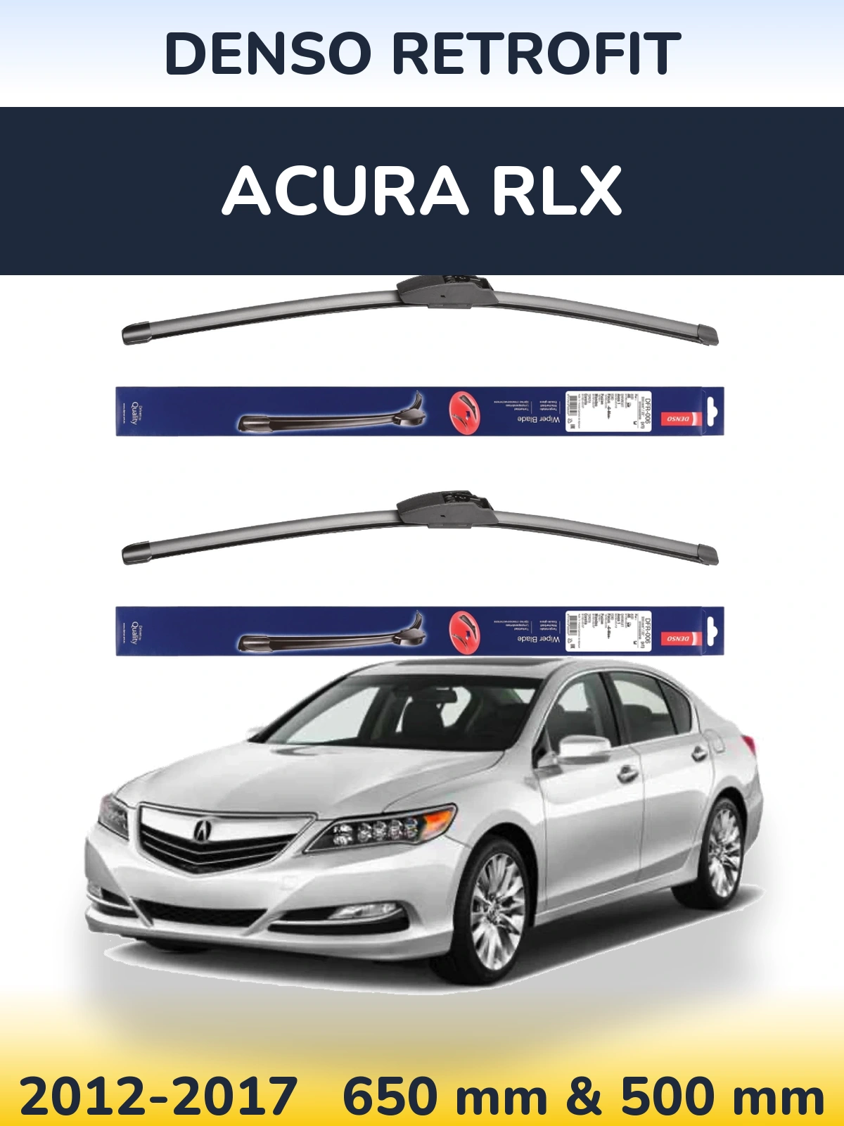 Комплект передних дворников Denso Retrofit 650 & 500 мм для Acura RLX 2012-2017