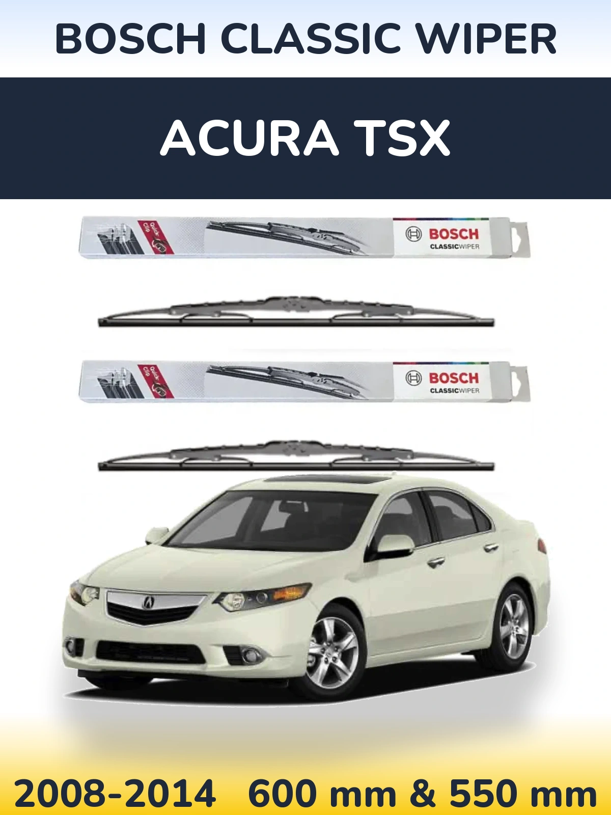 Комплект передніх щіток BOSCH Classic Wiper 600 & 550 мм для Acura TSX 2008-2014