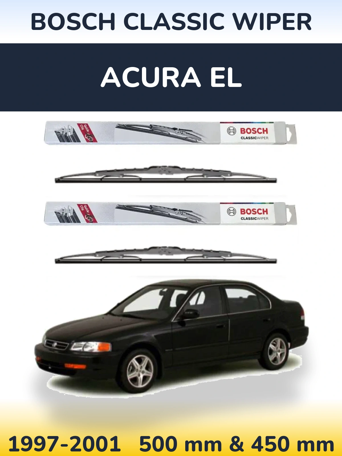 Комплект передніх щіток BOSCH Classic Wiper 500 & 450 мм для Acura EL 1997-2001