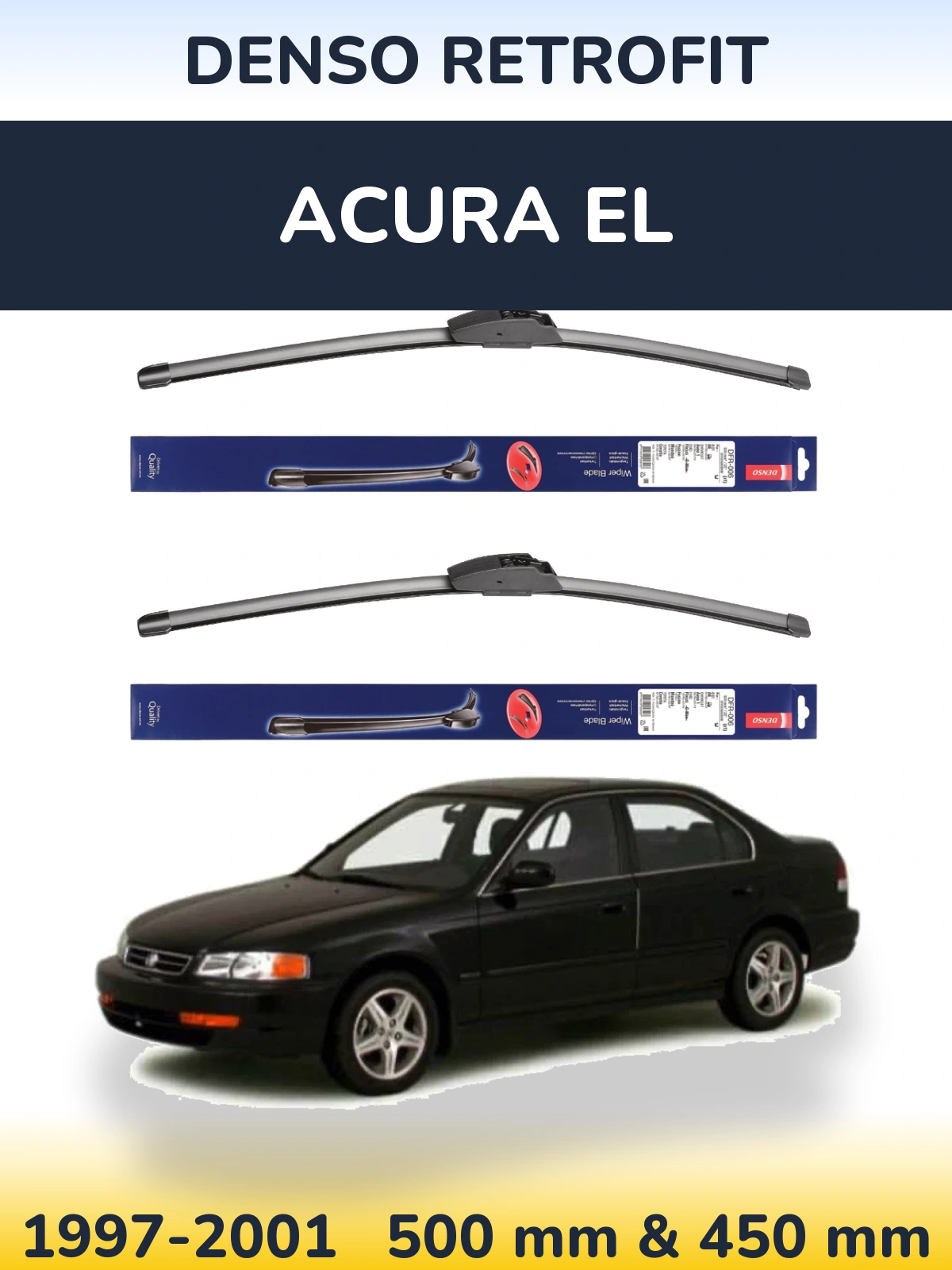 Комплект передніх щіток Denso Retrofit 500 & 450 мм для Acura EL 1997-2001