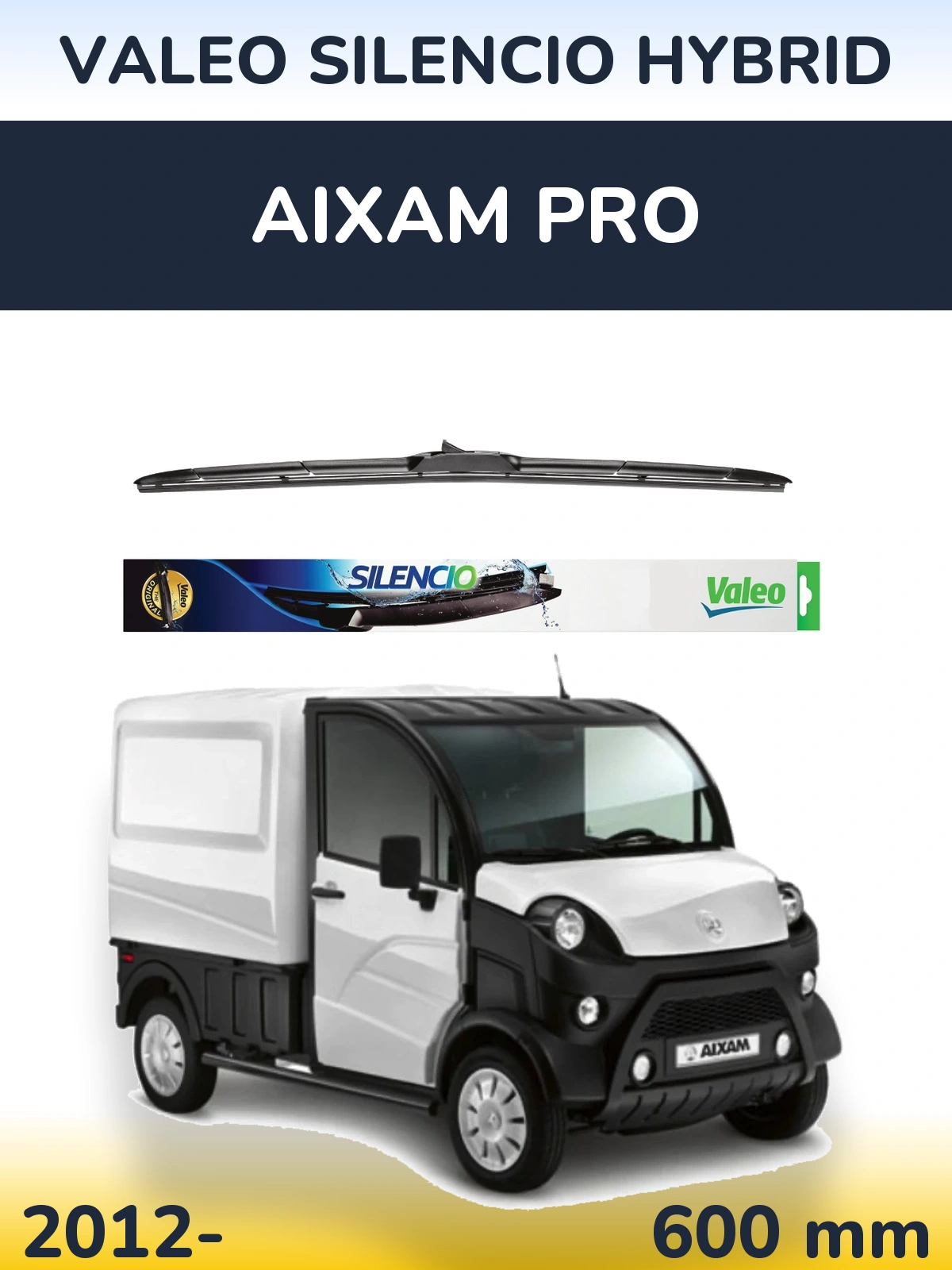Передня щітка Valeo Silencio Hybrid 600 мм для Aixam PRO 2012-2026