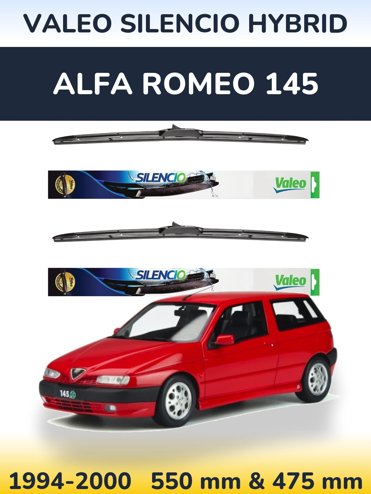 Комплект передних дворников Valeo Silencio Hybrid 550 & 475 мм для Alfa Romeo 145 1994-2000