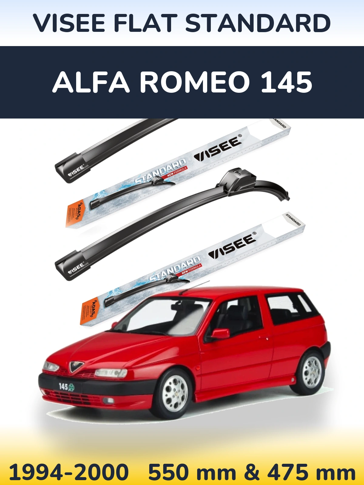 Комплект передних дворников VISEE FLAT STANDARD 550 & 475 мм для Alfa Romeo 145 1994-2000