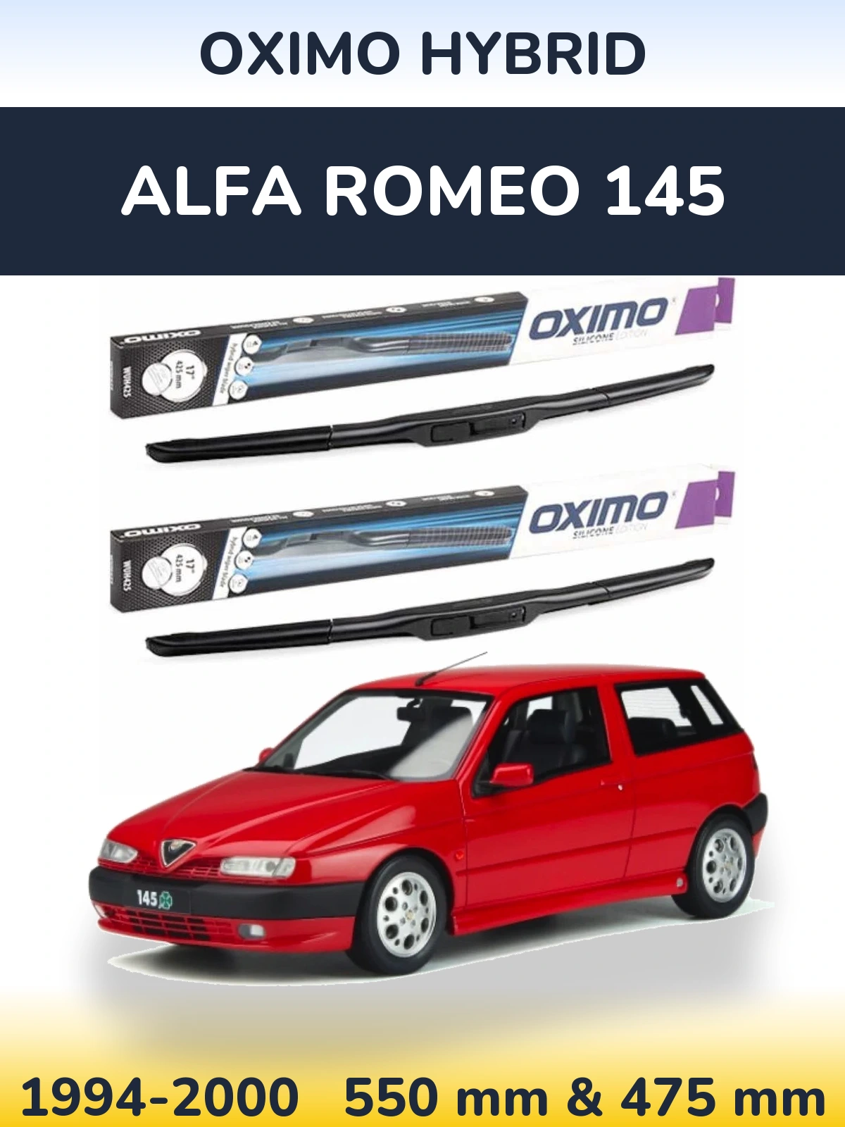 Комплект передних дворников Oximo Hybrid 550 & 475 мм для Alfa Romeo 145 1994-2000
