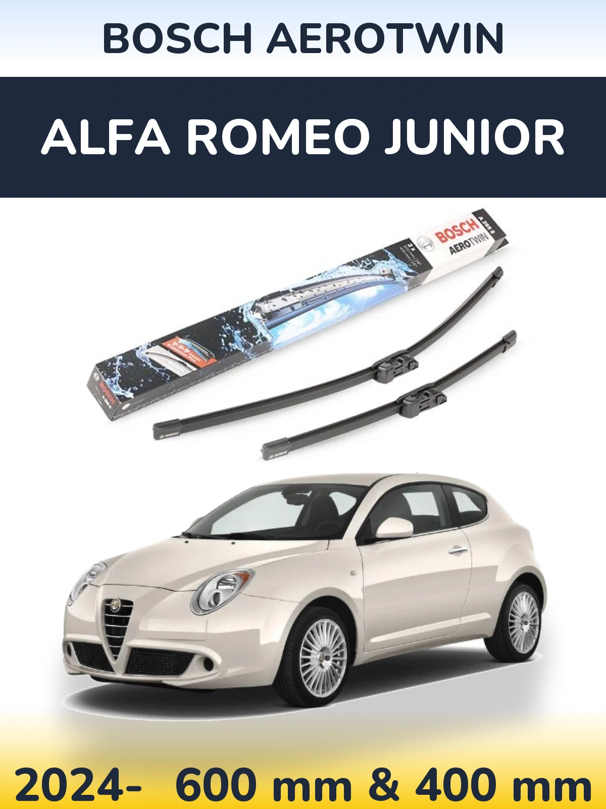 Komplet przednich wycieraczek BOSCH AeroTwin 600 & 400 mm do Alfa Romeo Junior 2024-2026