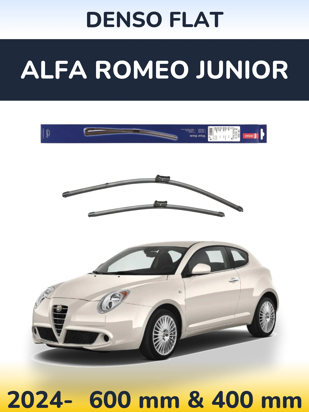 Komplet przednich wycieraczek Denso Flat 600 & 400 mm do Alfa Romeo Junior 2024-2026