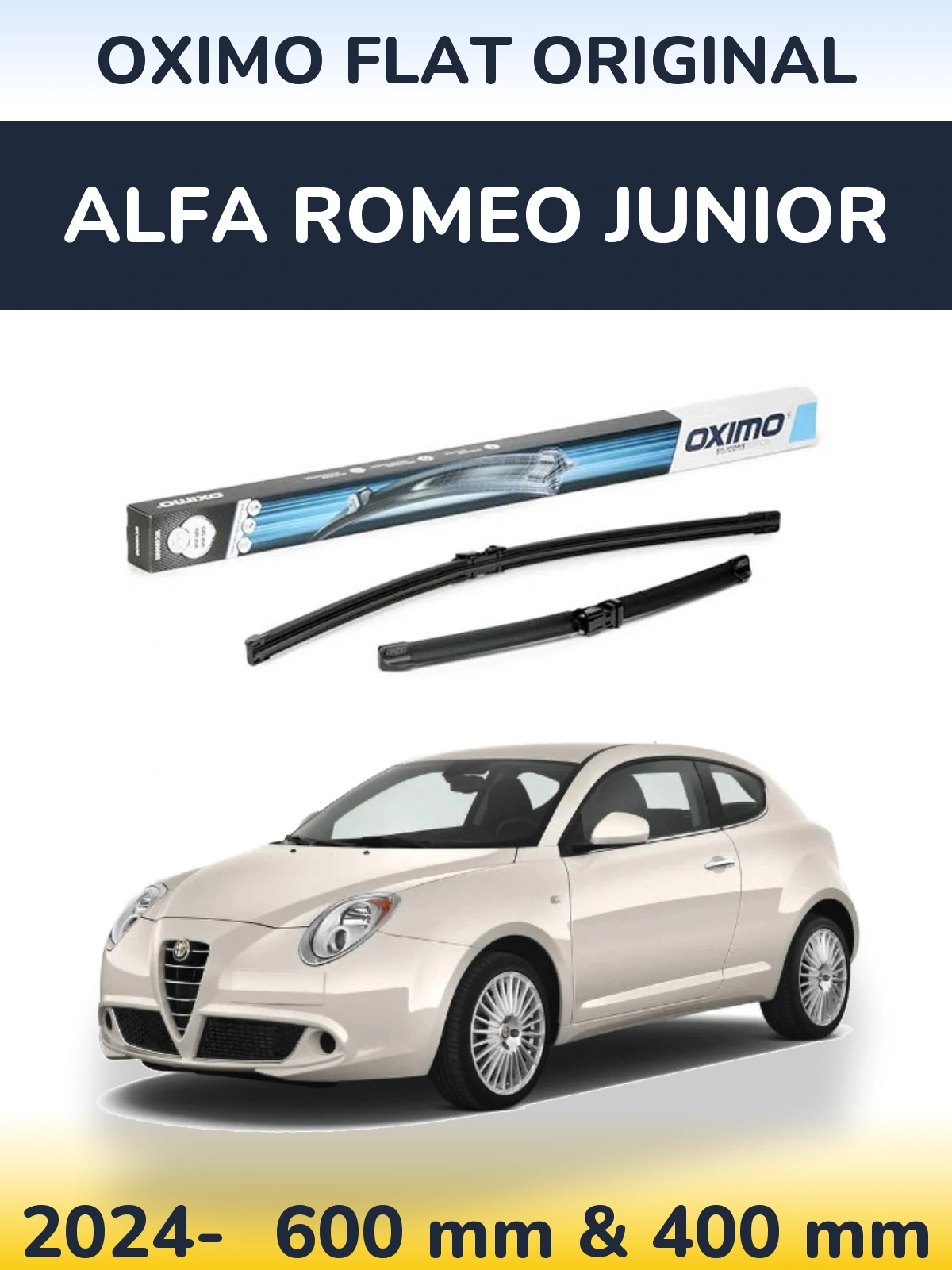 Komplet przednich wycieraczek Oximo Flat Original 600 & 400 mm do Alfa Romeo Junior 2024-2026