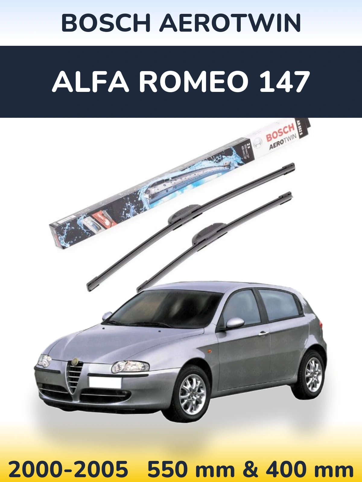 Комплект передніх щіток BOSCH AeroTwin 550 & 400 мм для Alfa Romeo 147 2000-2005