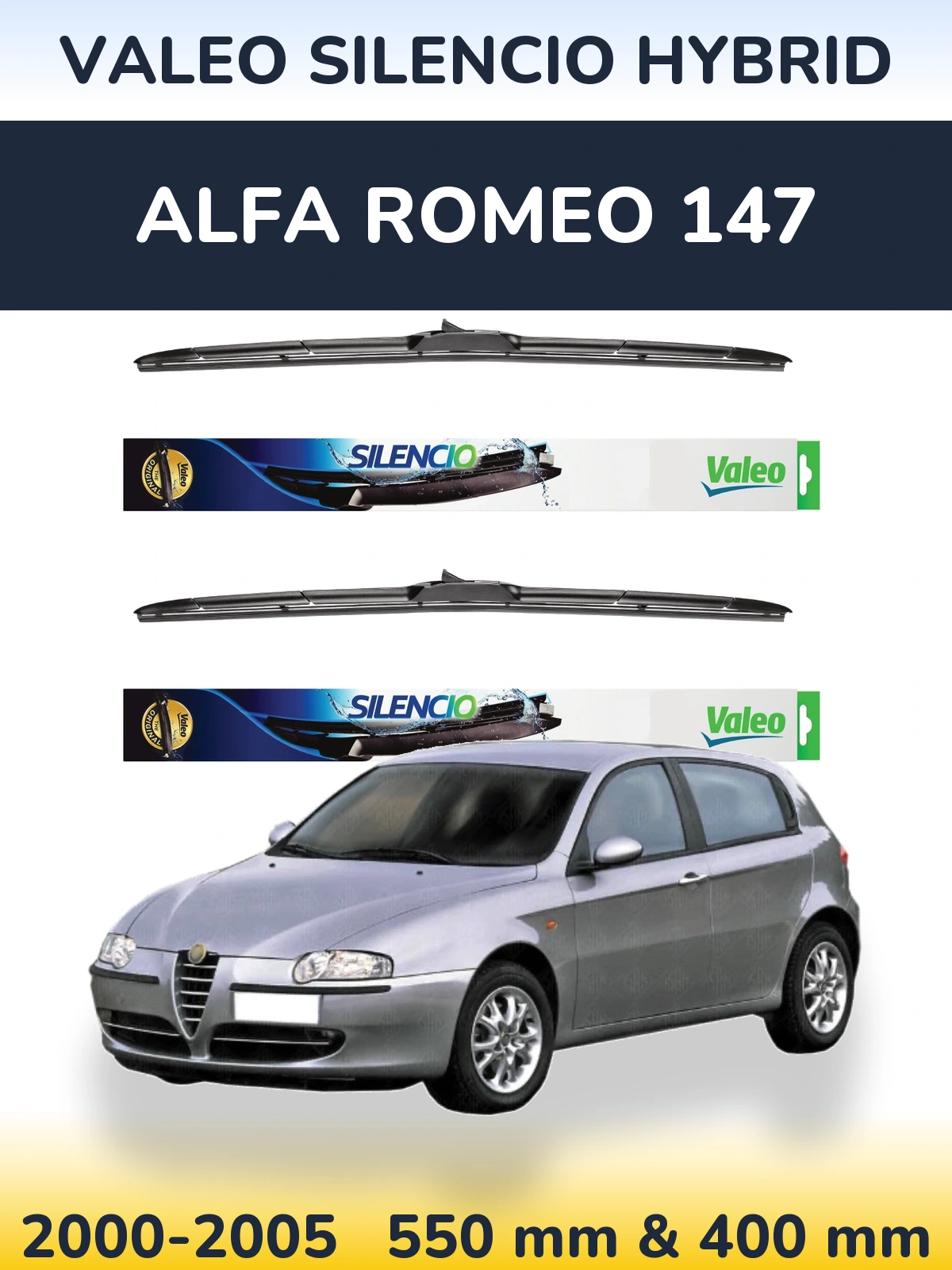 Комплект передних дворников Valeo Silencio Hybrid 550 & 400 мм для Alfa Romeo 147 2000-2005