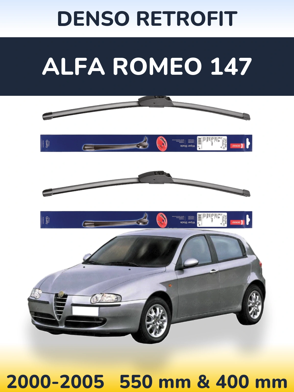 Комплект передних дворников Denso Retrofit 550 & 400 мм для Alfa Romeo 147 2000-2005