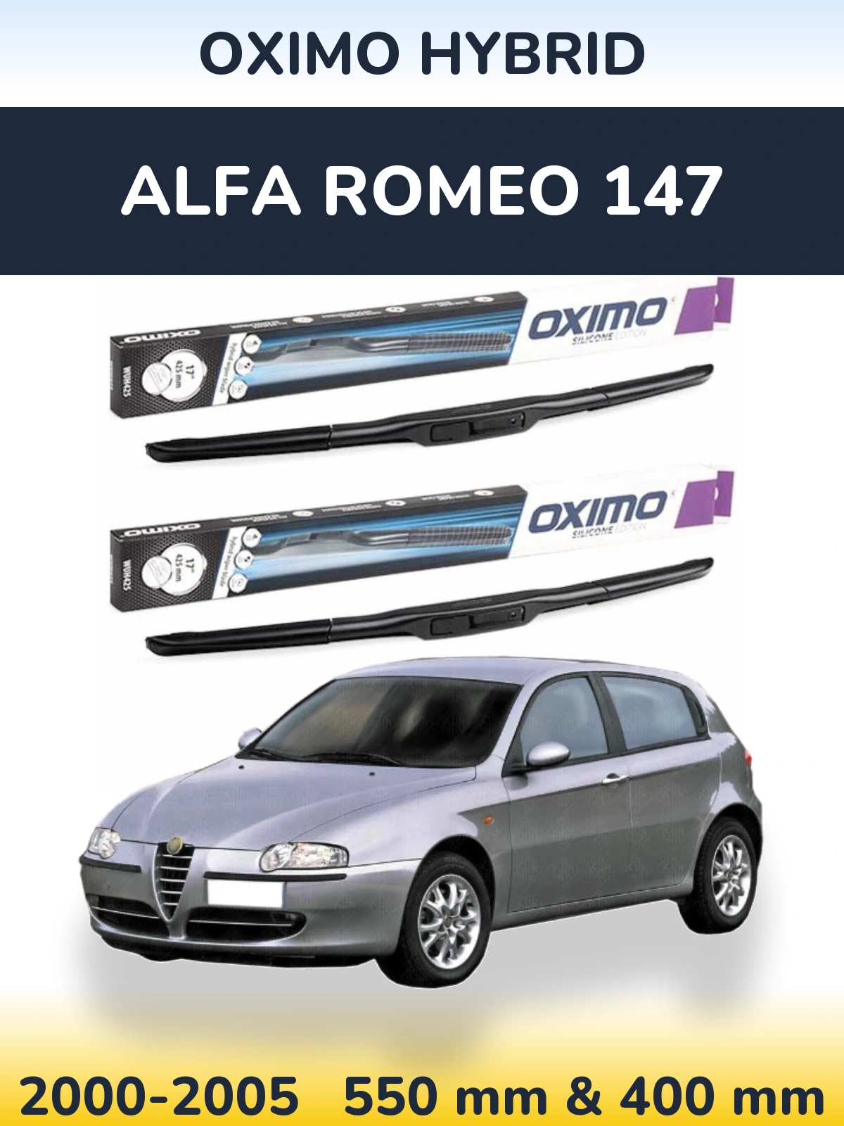 Комплект передних дворников Oximo Hybrid 550 & 400 мм для Alfa Romeo 147 2000-2005