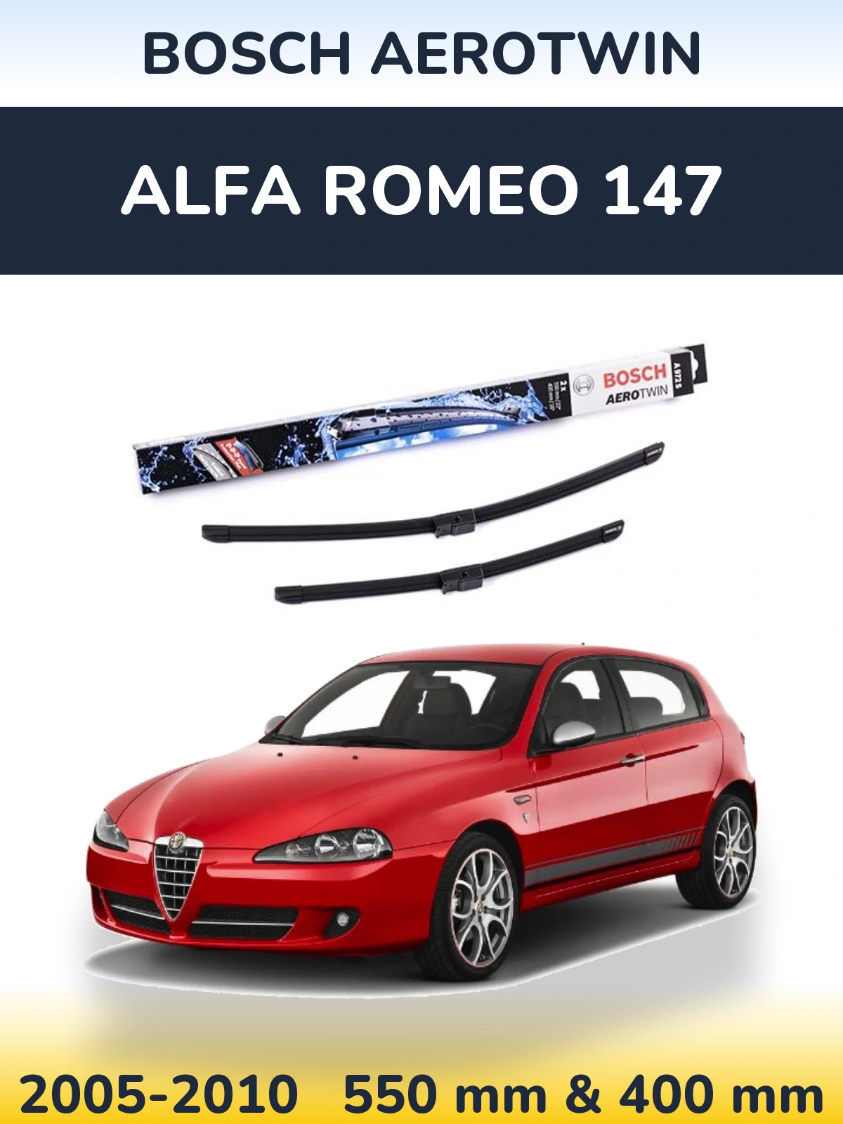 Комплект передніх щіток BOSCH AeroTwin 550 & 400 мм для Alfa Romeo 147 2005-2010