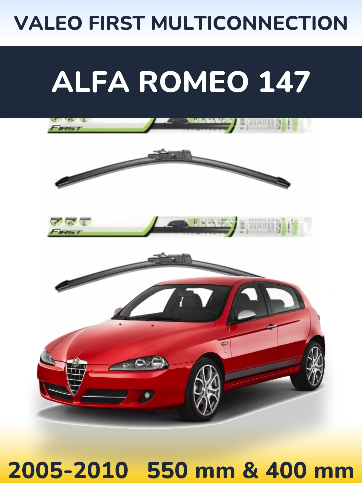 Комплект передніх щіток Valeo First MultiConnection 550 & 400 мм для Alfa Romeo 147 2005-2010