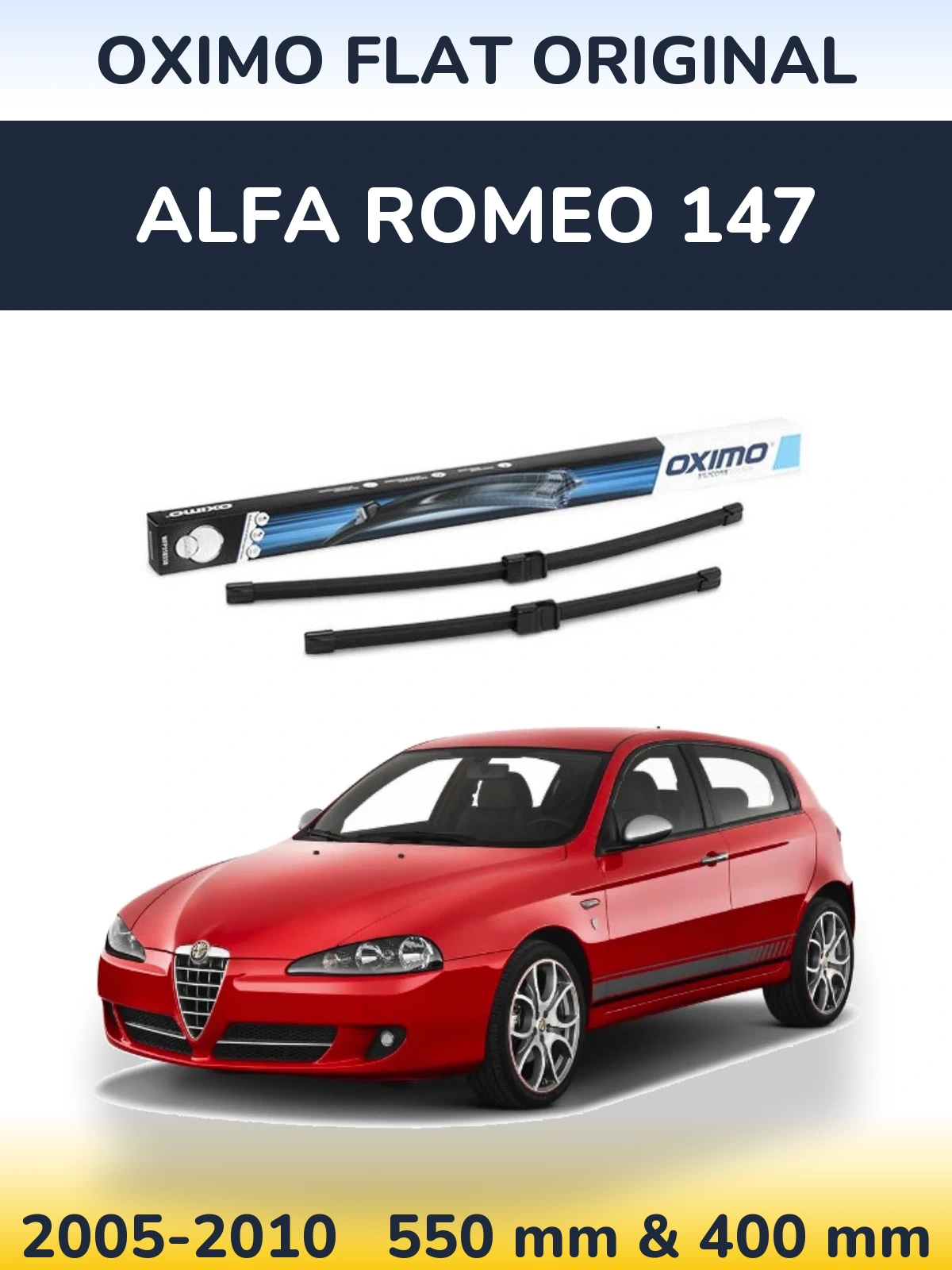 Комплект передніх щіток Oximo Flat Original 550 & 400 мм для Alfa Romeo 147 2005-2010