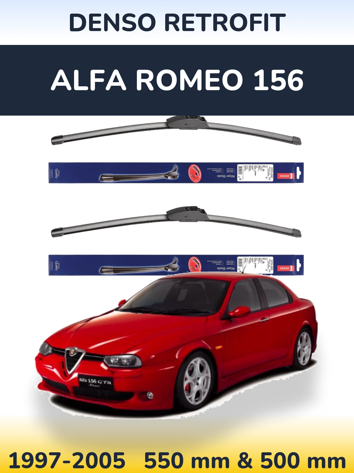 Комплект передніх щіток Denso Retrofit 550 & 500 мм для Alfa Romeo 156 1997-2005